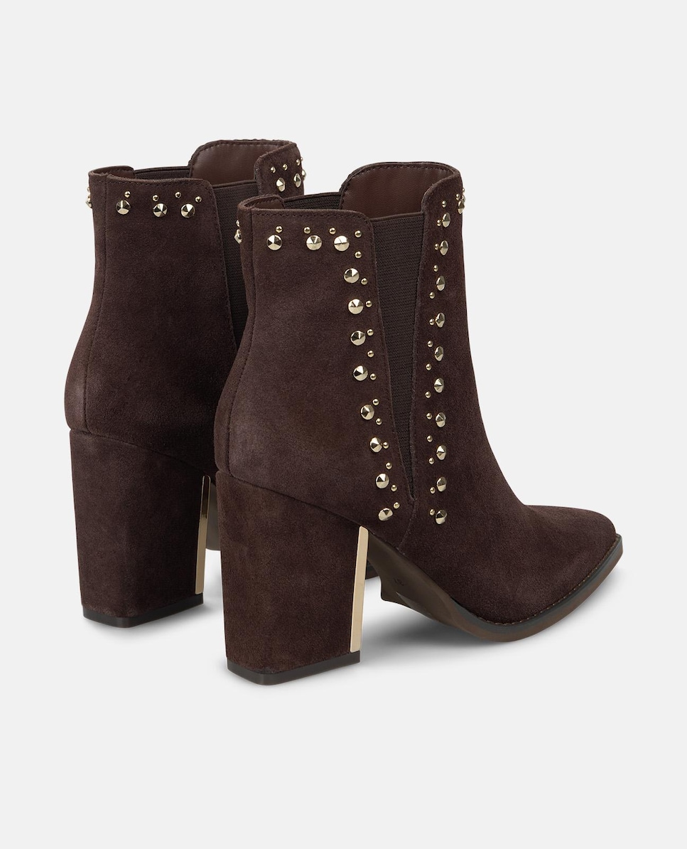 Botins de Salto e Tachas e Fecho Elástico Castanho-3