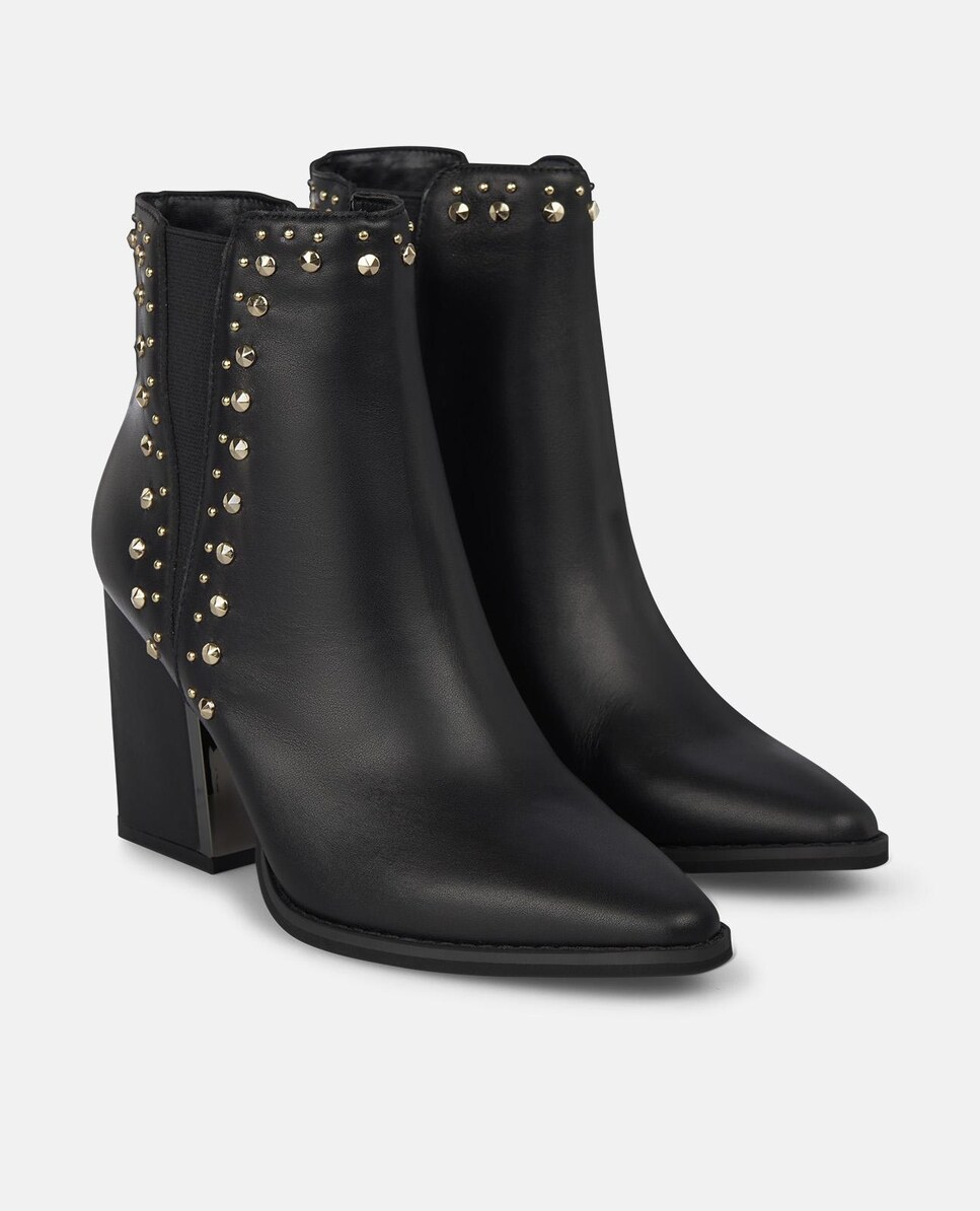 Botins Elásticos com Salto e Tachas Preto-2