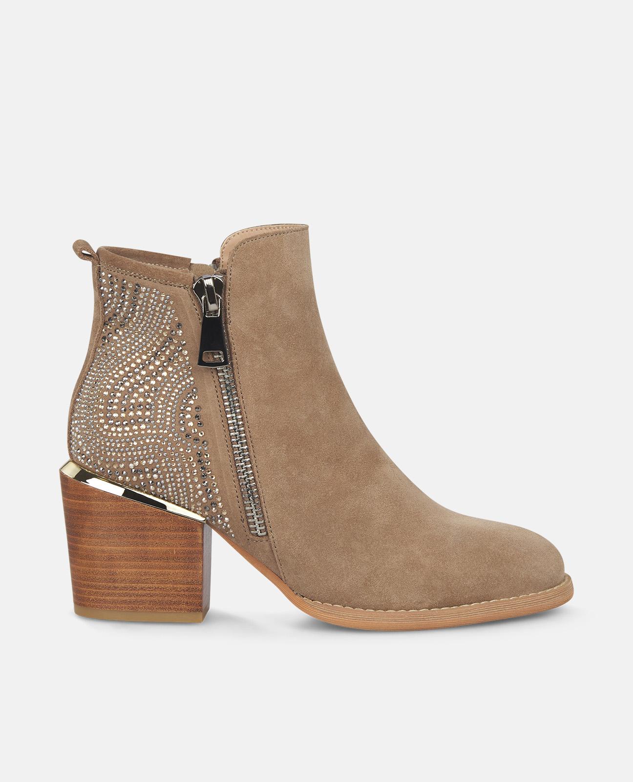 Botins Básicos com Tacão Biqueira Redonda e Fecho Zip Vison-1