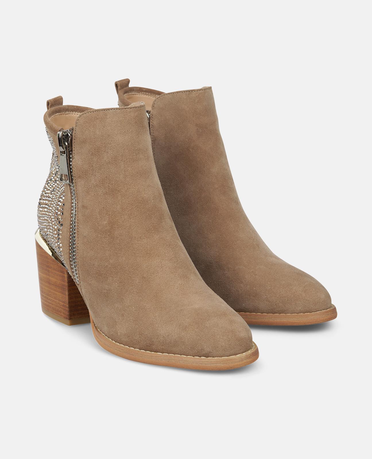 Botins Básicos com Tacão Biqueira Redonda e Fecho Zip Vison-2