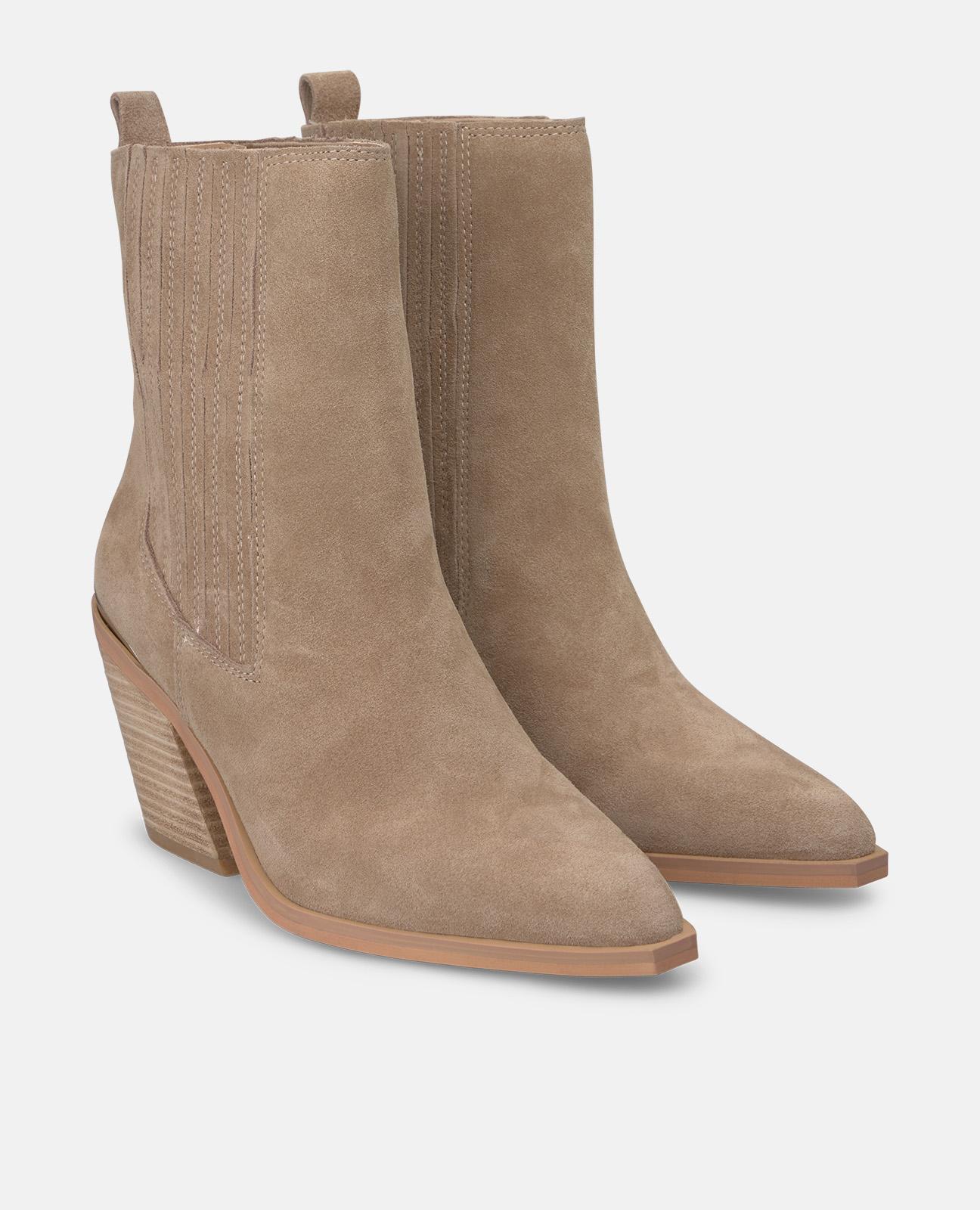 Botins Básicos com Tacão e Detalhes Elásticos Vison-2