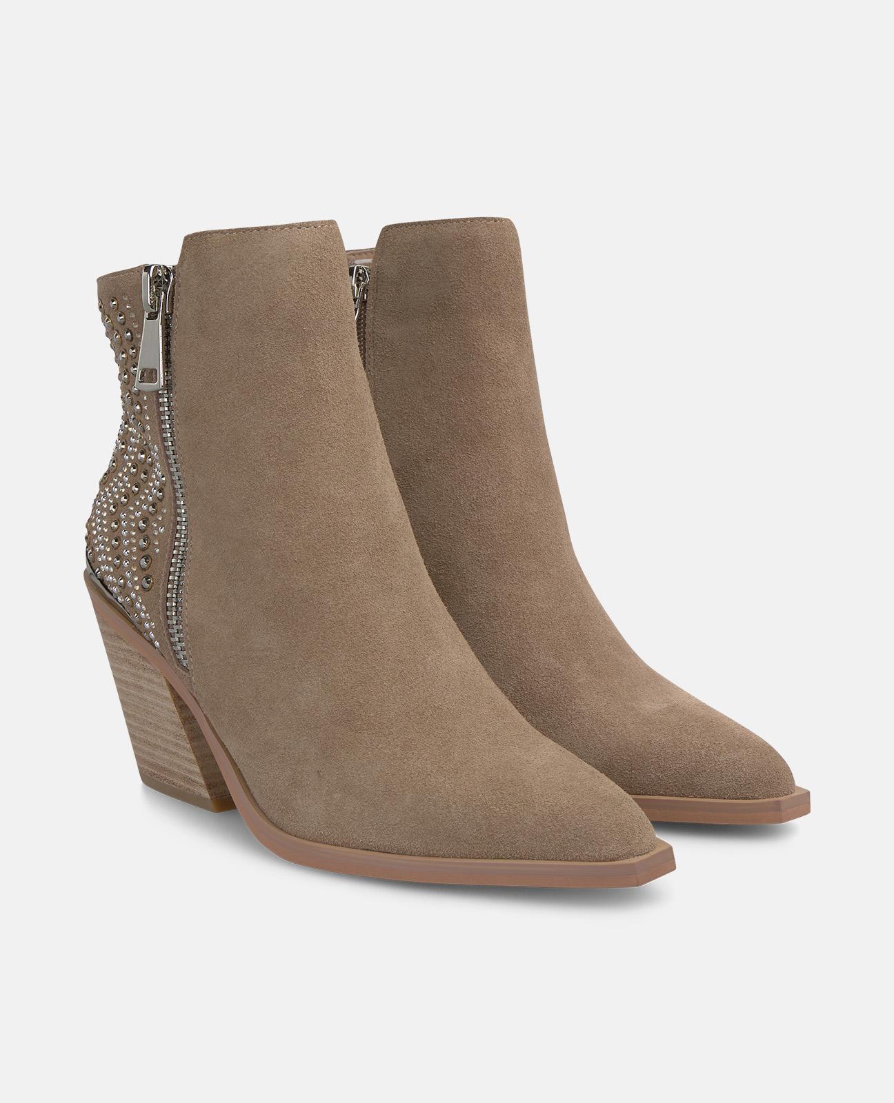 Botins Cowboy com Salto Biqueira Afiada e Fecho Zip Vison-2