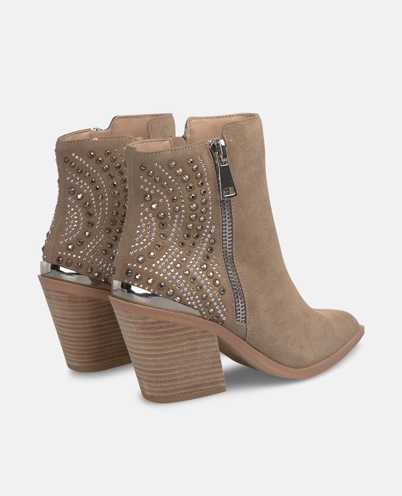 Botins Cowboy com Salto Biqueira Afiada e Fecho Zip Vison-3