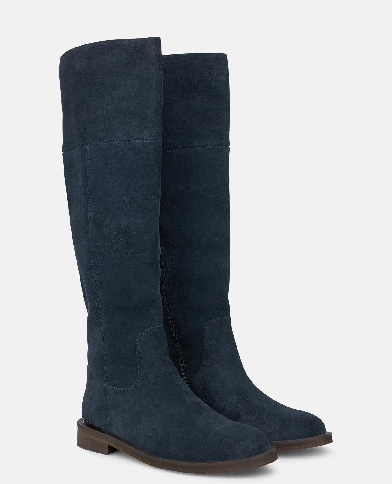 Botas Rasas com Biqueira Redonda sem Fecho Azul-marinho-2