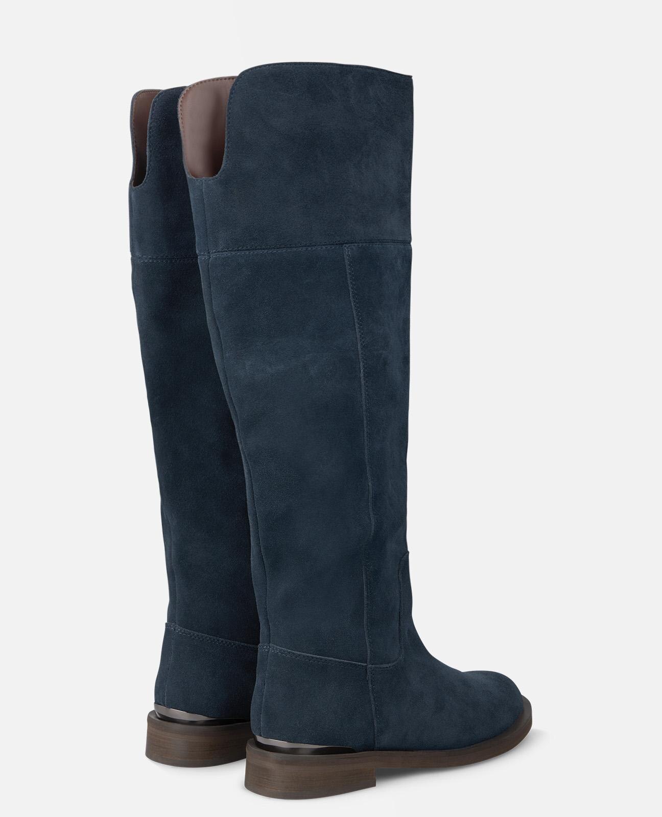 Botas Rasas com Biqueira Redonda sem Fecho Azul-marinho-3