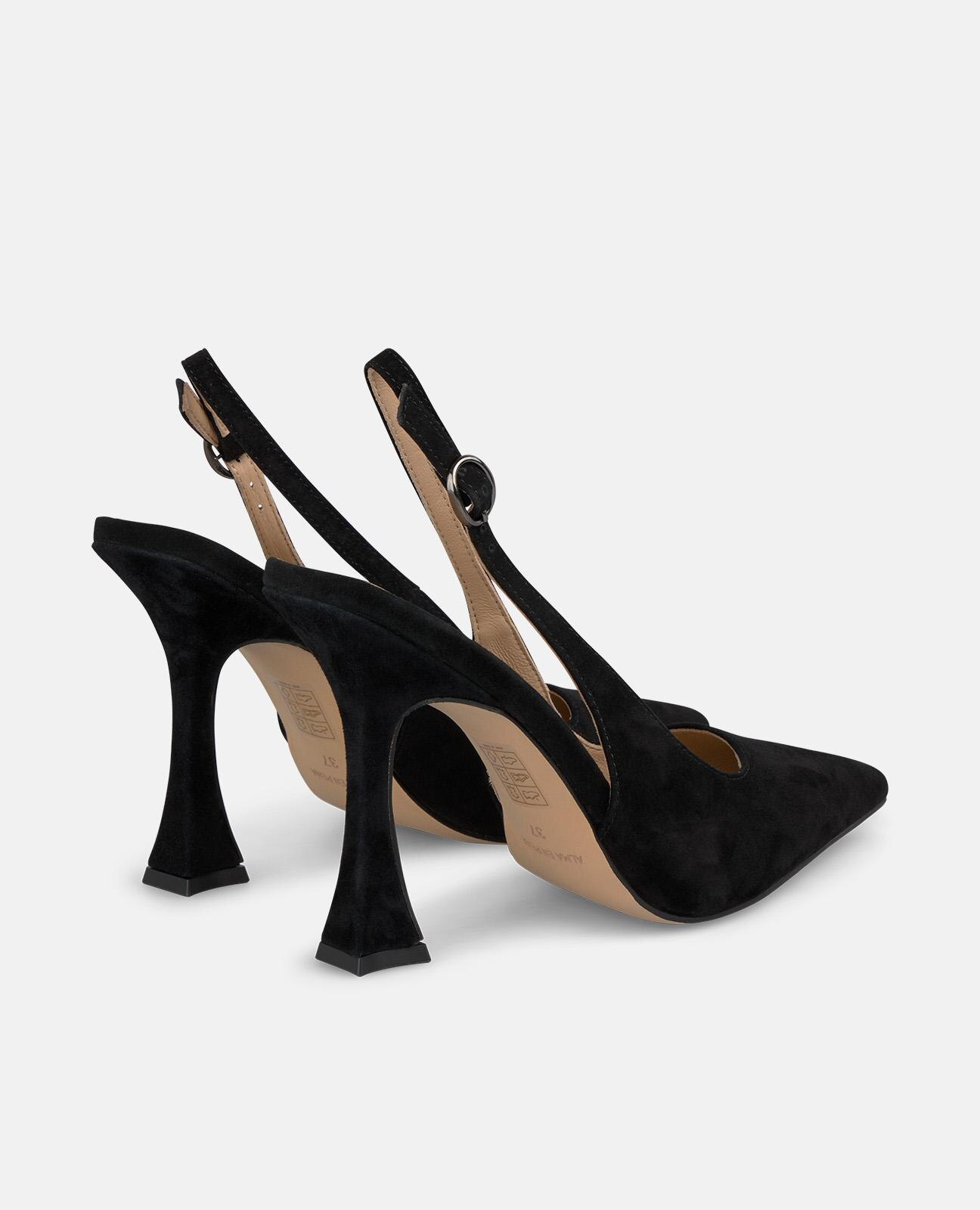 Sapatos de Salto com o Calcanhar Aberto e Fecho de Fivela Preto-3