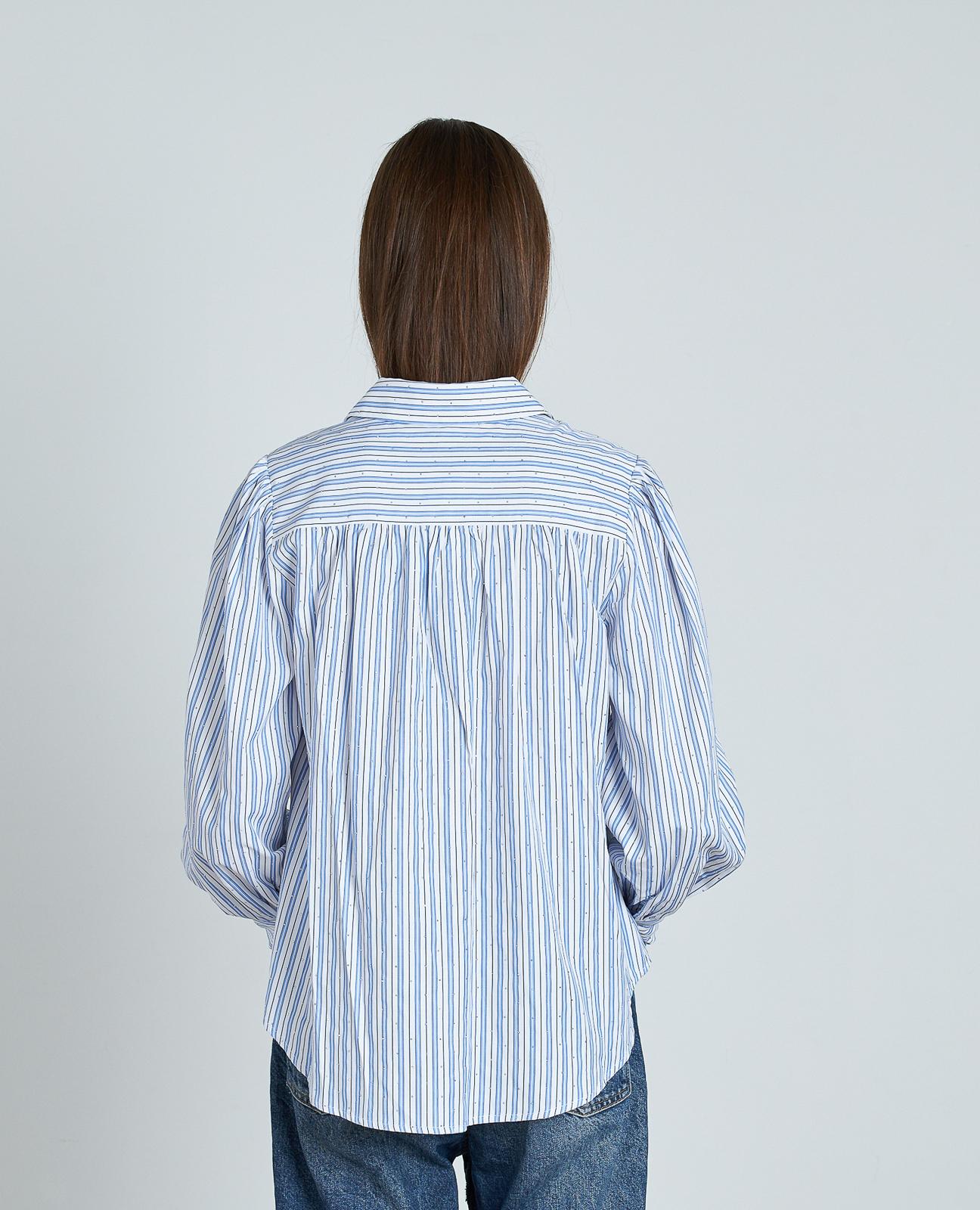 Camisa Às Riscas com Detalhes de Pedraria Azul-6
