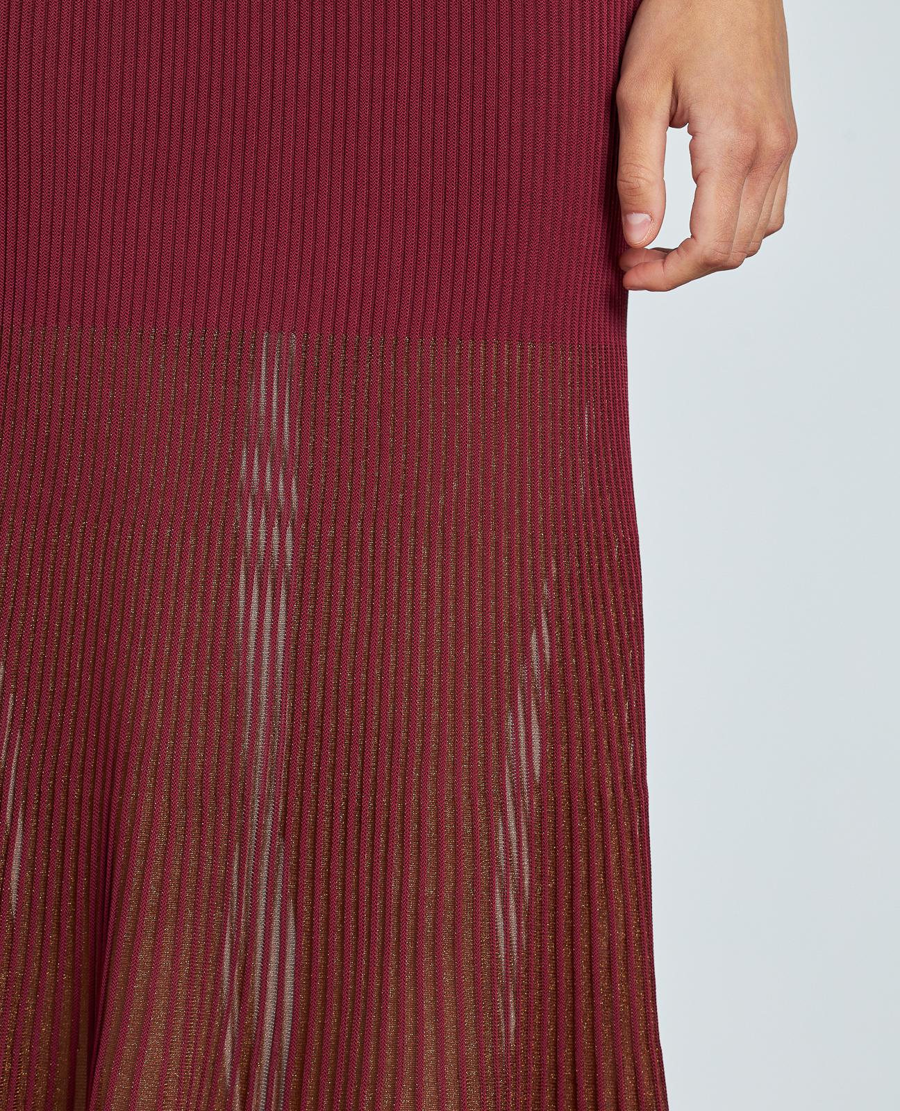 Saia Midi com Folhos na Bainha Semitransparente Bordeaux-4