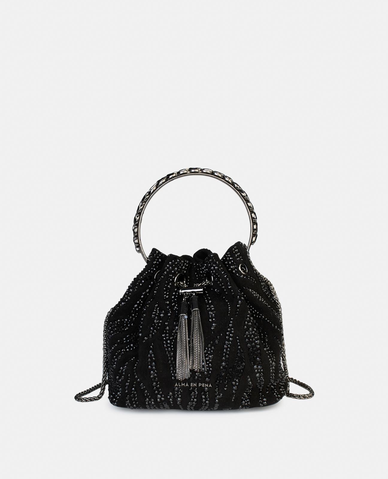 Imagem 0 de Mala a Tiracolo de Pele Estilo Bombonera com Fecho Ajustável e Pedraria