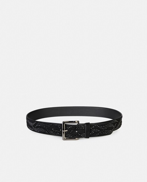 Imagem 0 de Cinto de Pele com Fivela Quadrada e Detalhes de Pedraria