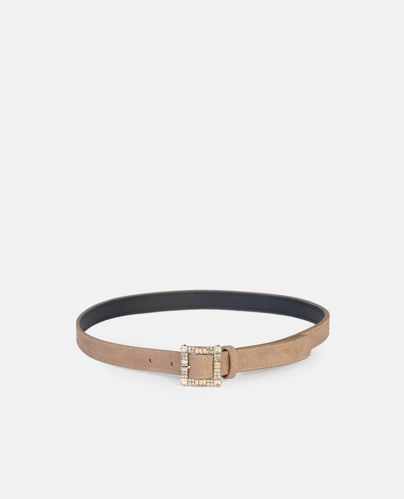 Imagem 0 de Cinto com Fivela de Pele Liso com Detalhes de Pedraria na Fivela Quadrada