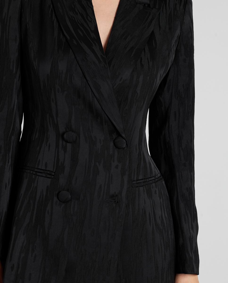 Blazer Texturizado com Gola de Lapela e Manga Comprida Preto-6