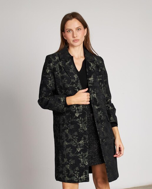 Imagem 0 de Sobretudo de Pano Cruzado com Detalhe de Folhas e Fecho com Botões