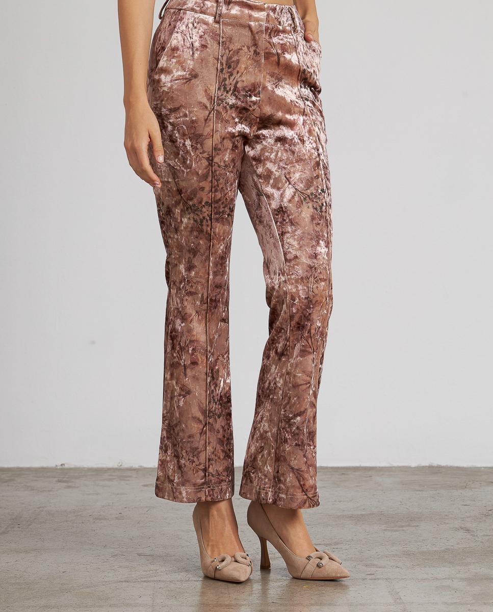 Imagem 0 de Calças Retas de Veludo Estampado