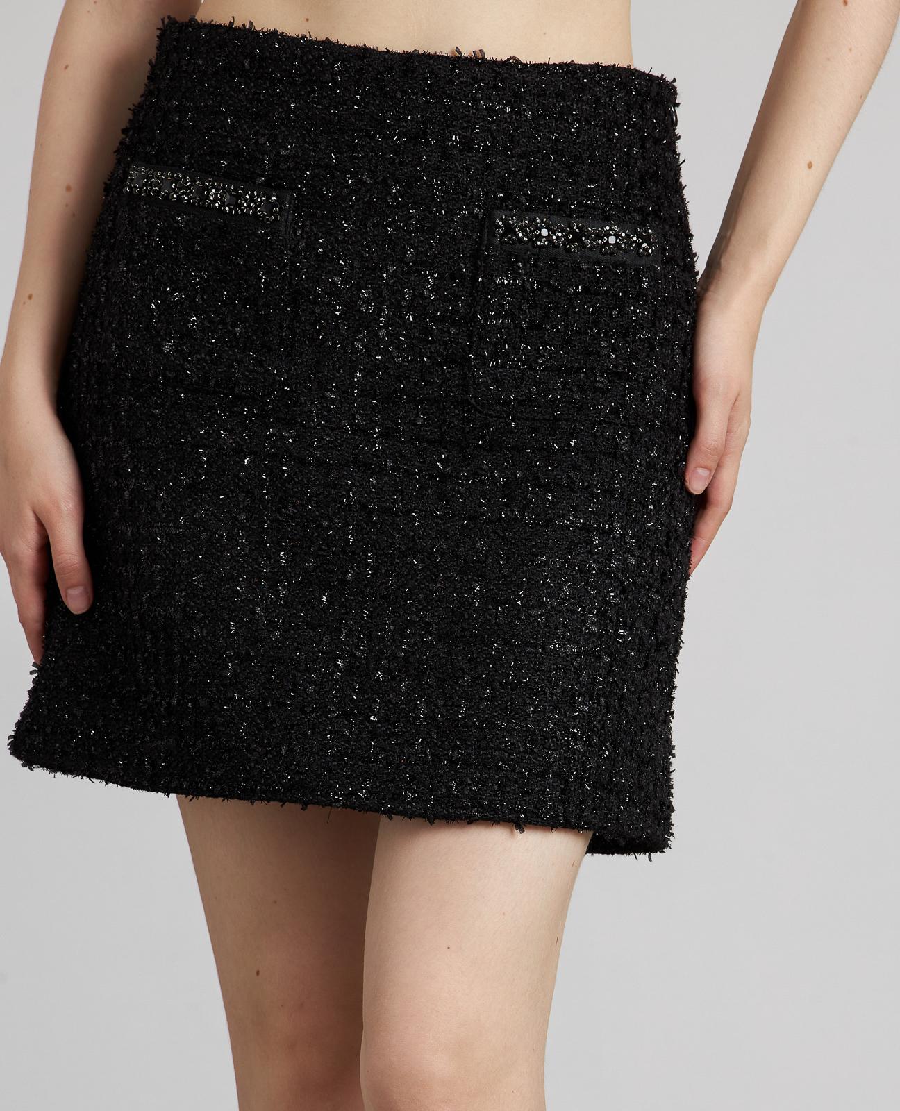 Imagem 0 de Saia Curta de Malha com Detalhes de Pedraria e Fecho Zip