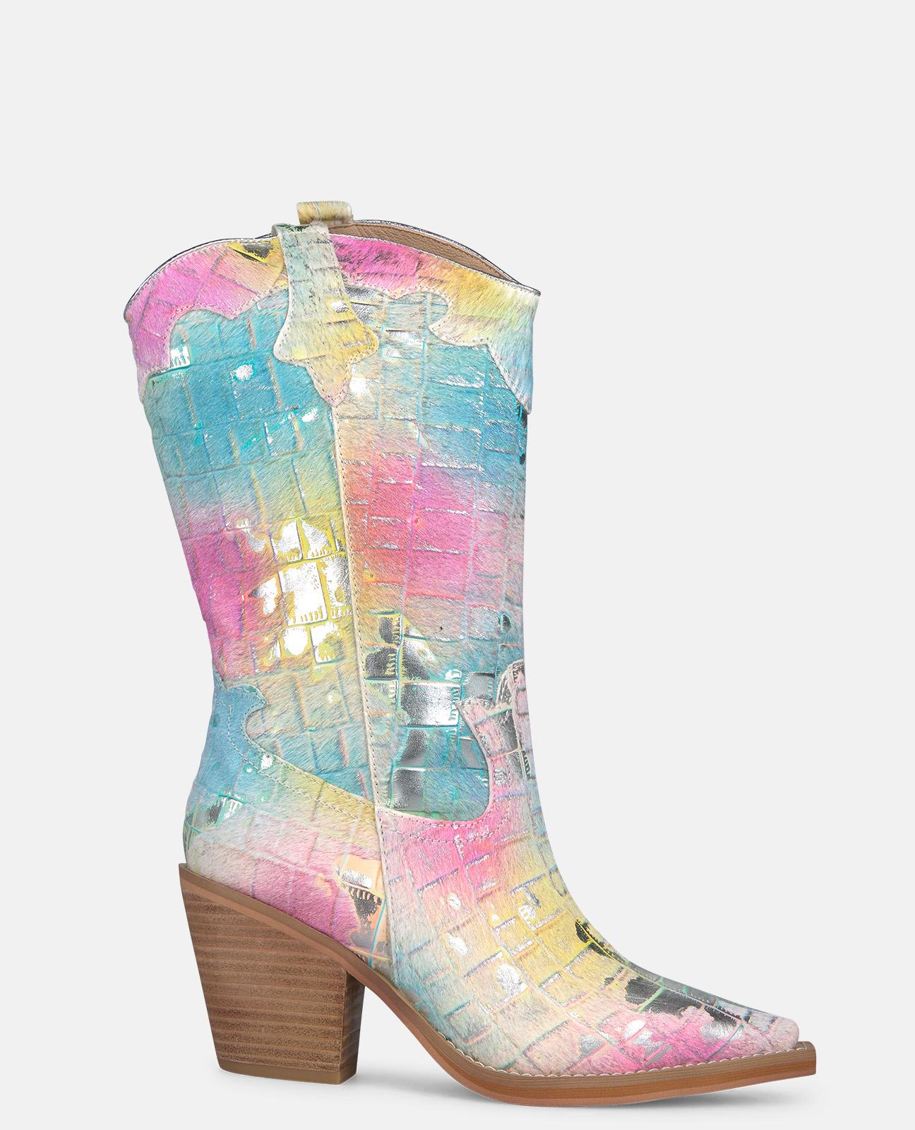 Imagem 0 de Botas Cowboy Efeito Fantasia de Salto Médio