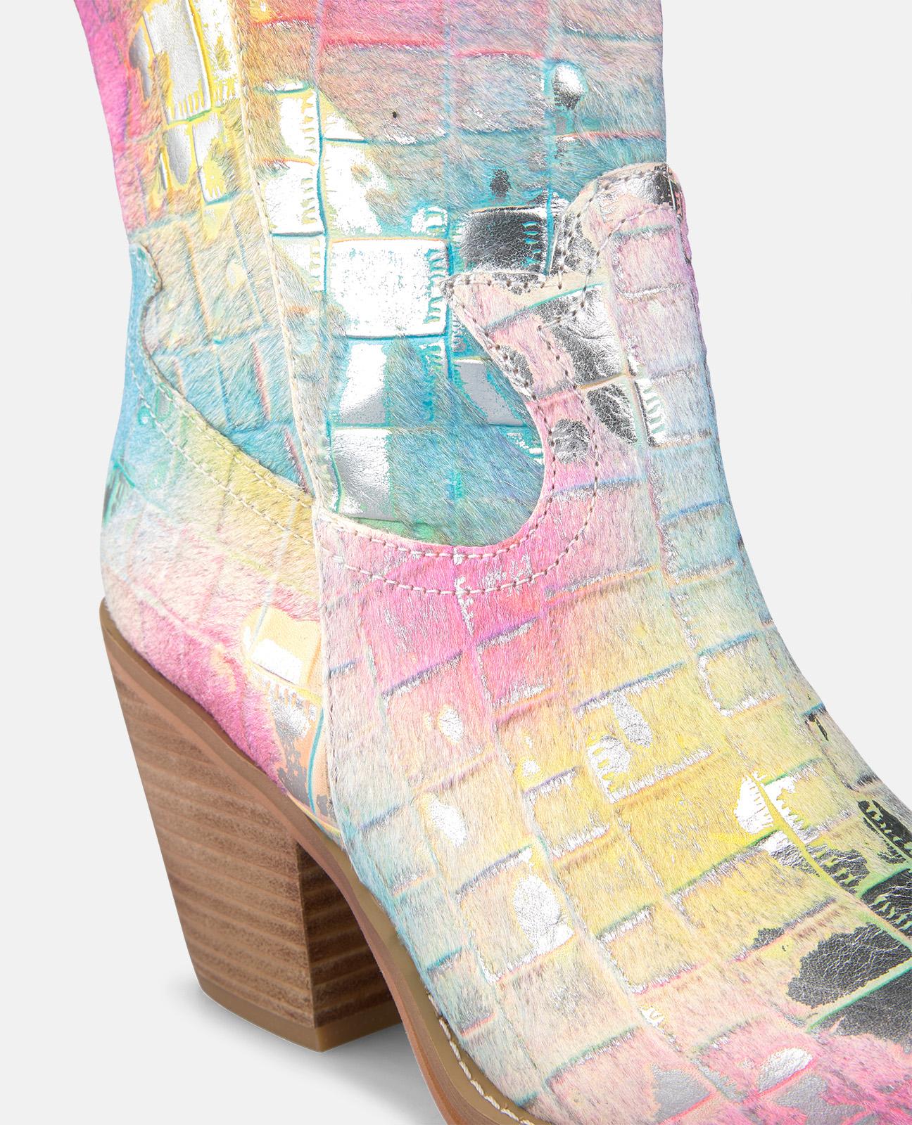 Botas Cowboy Efeito Fantasia de Salto Médio Multicolor-4