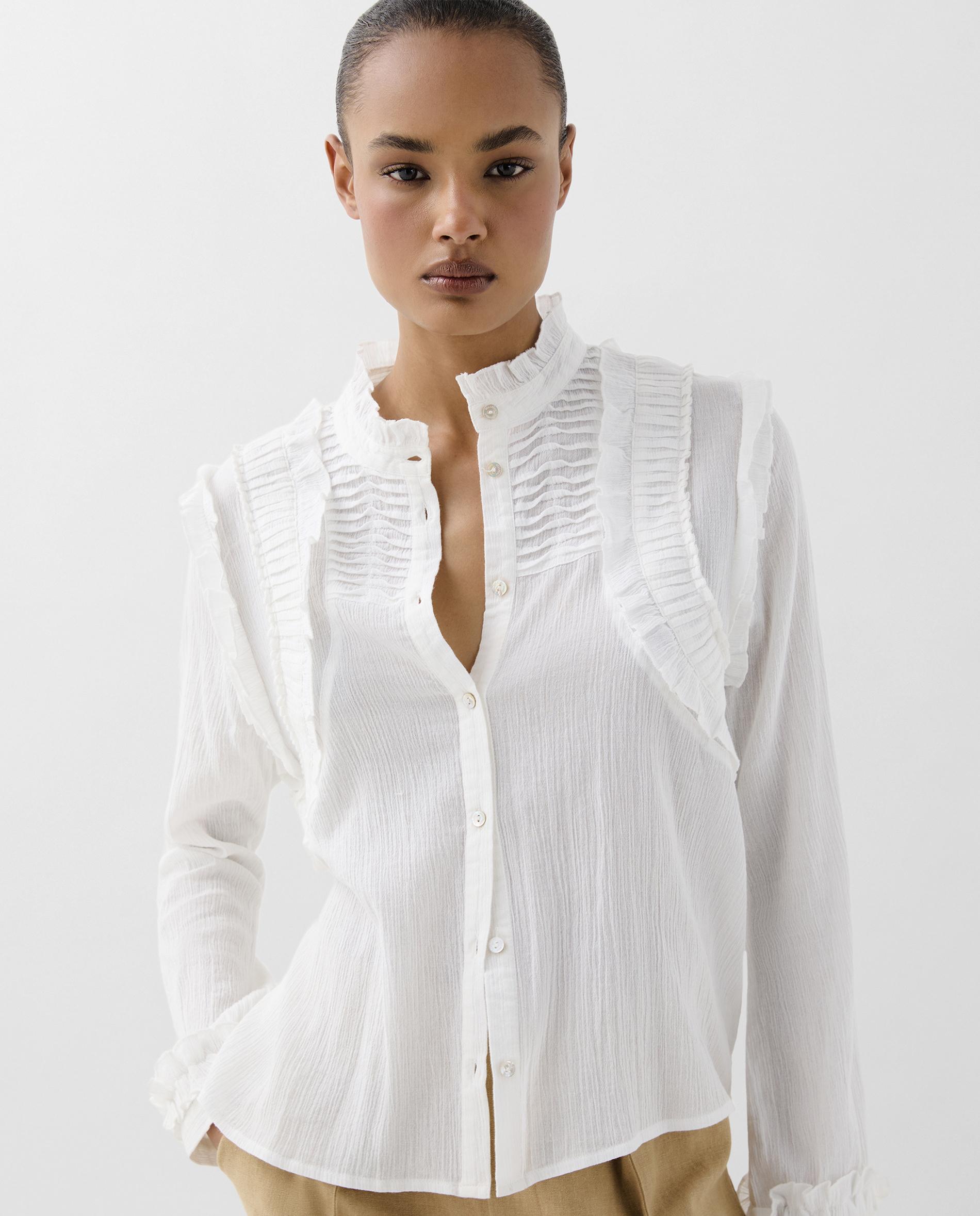 Blusa de Algodão com Folhos Branco-1