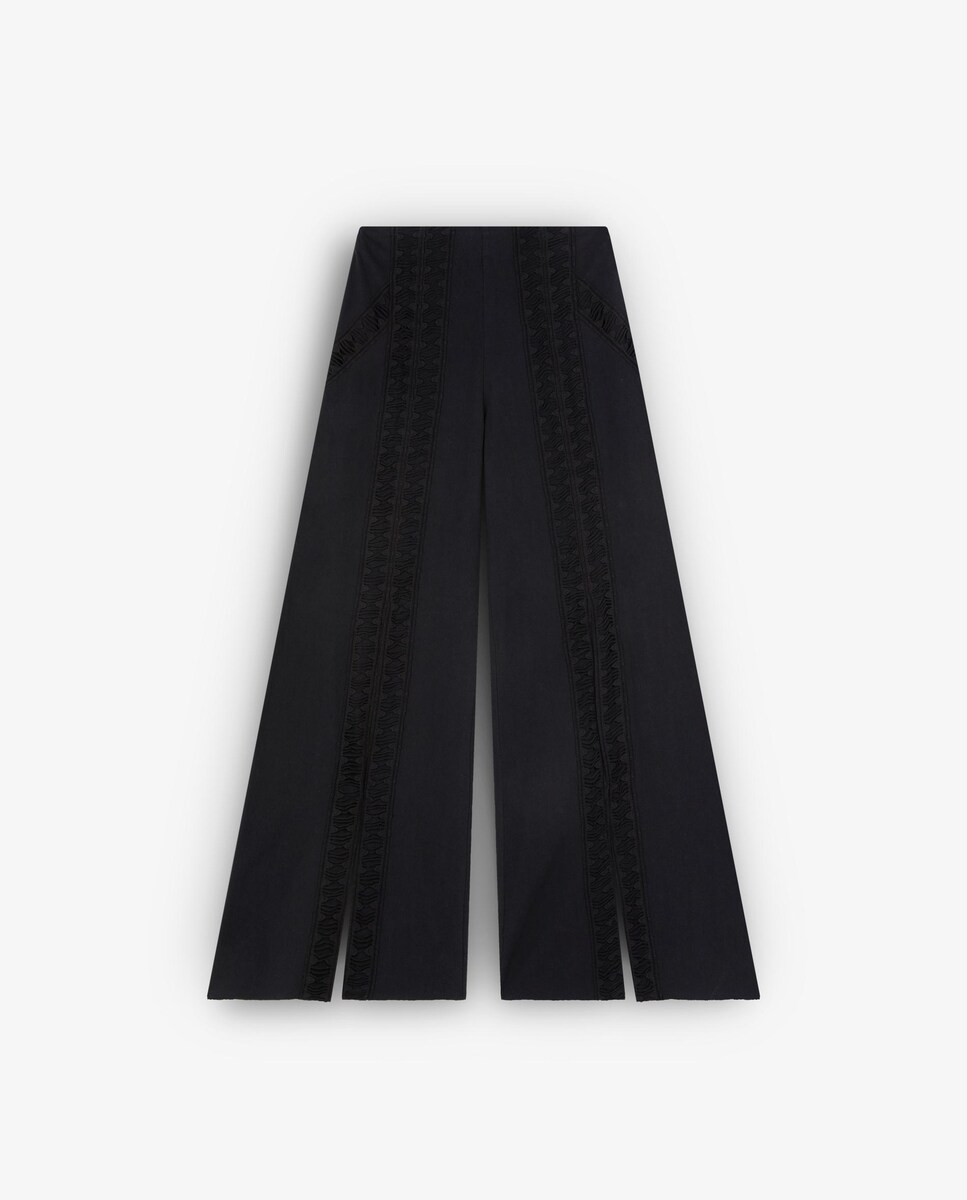 Calças Largas com Aberturas Preto-6