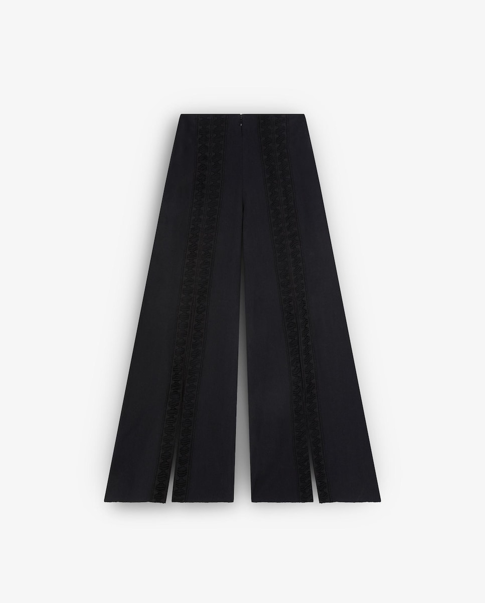 Calças Largas com Aberturas Preto-7