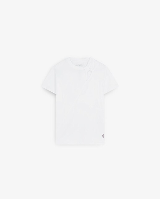 Imagem 0 de T-shirt de Algodão com Detalhe de Abertura