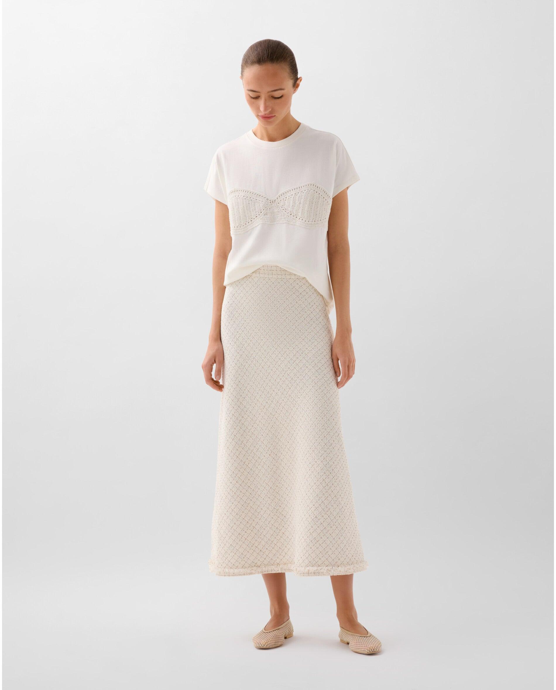 T-shirt com Detalhe Tipo Crochet Branco-2