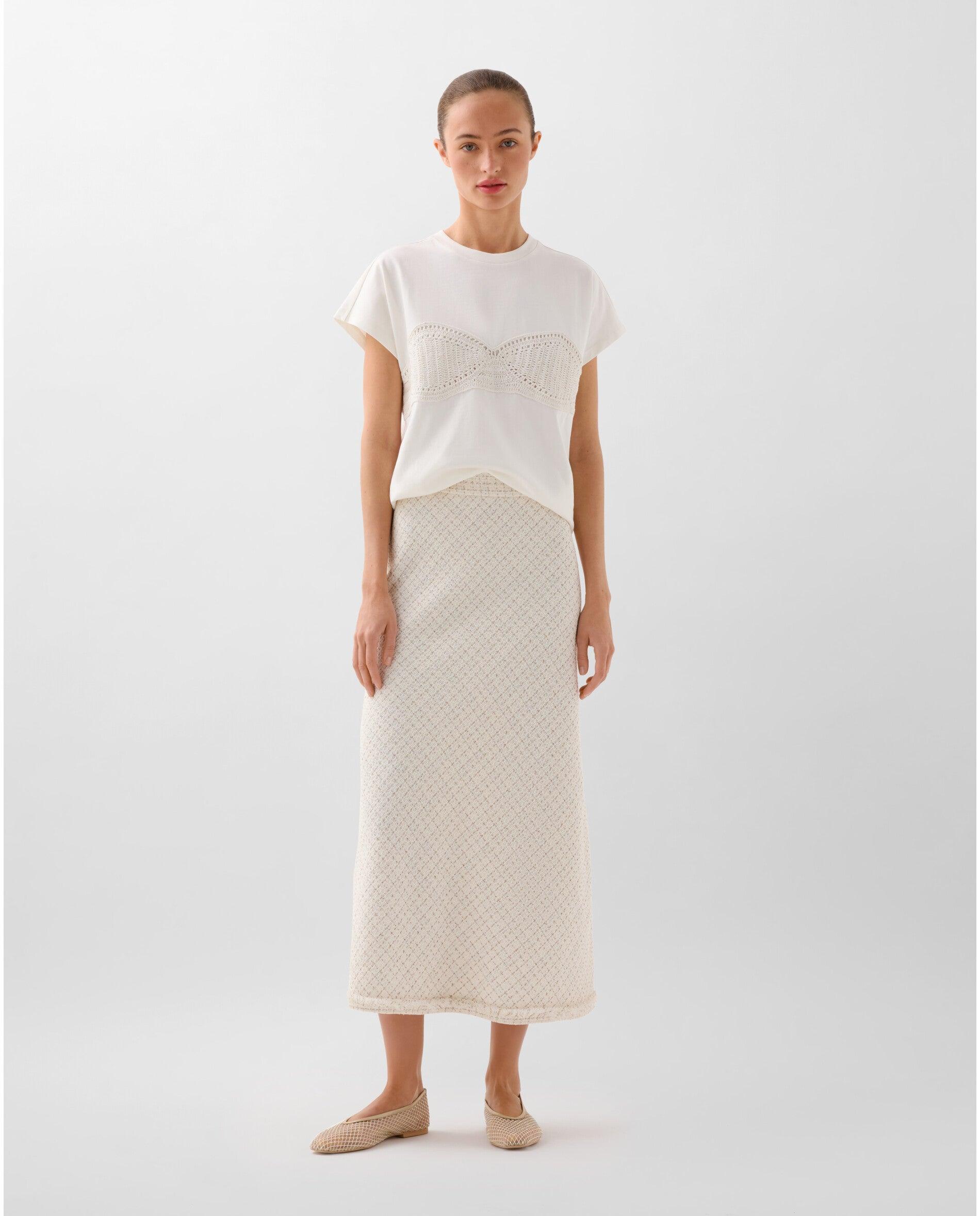 T-shirt com Detalhe Tipo Crochet Branco-3