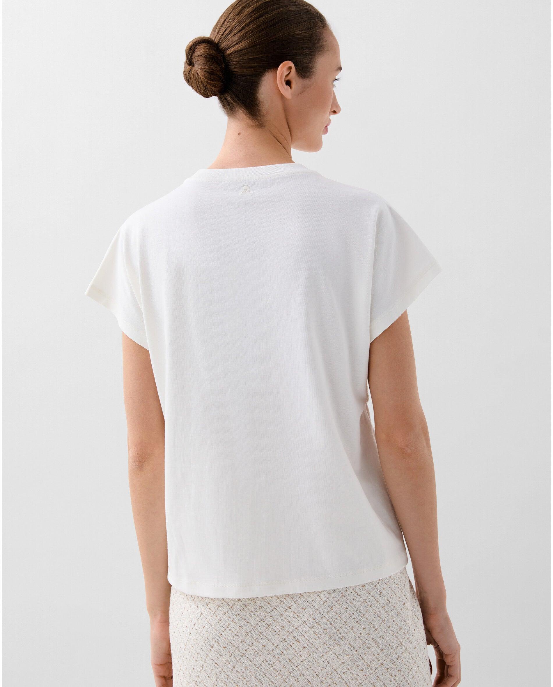 T-shirt com Detalhe Tipo Crochet Branco-5