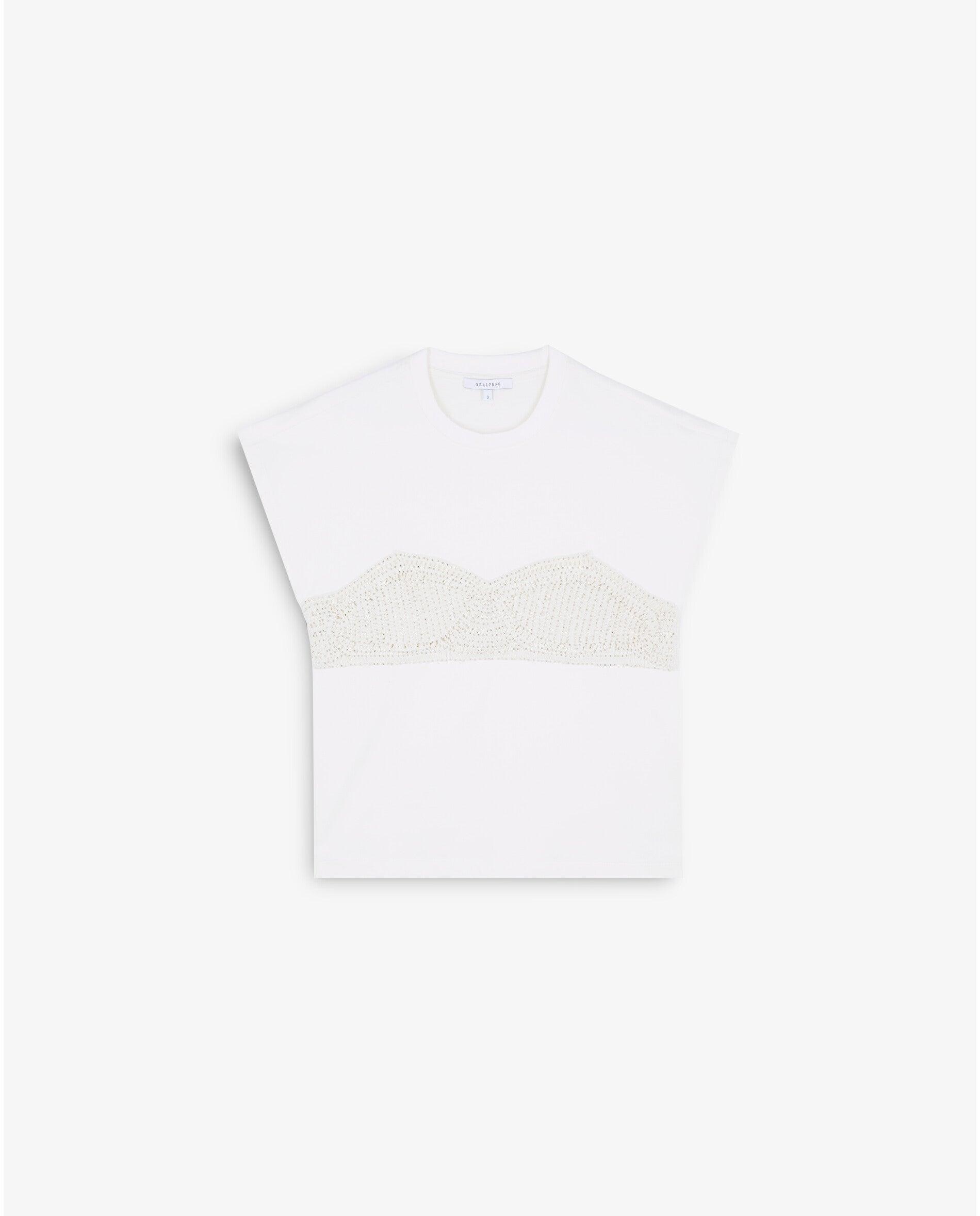 T-shirt com Detalhe Tipo Crochet Branco-6