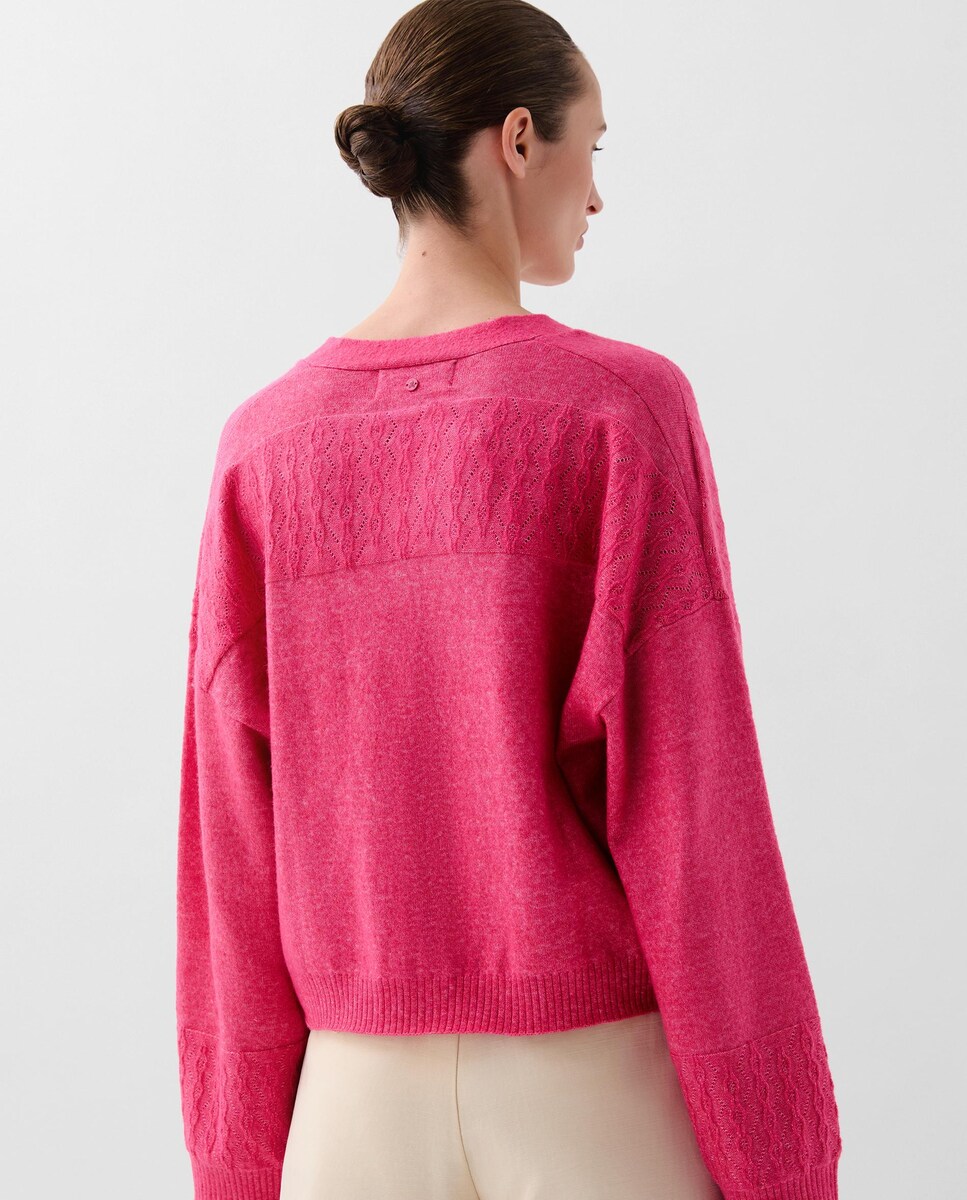 Cardigan Regular Fit com Gola em V Vermelho-2