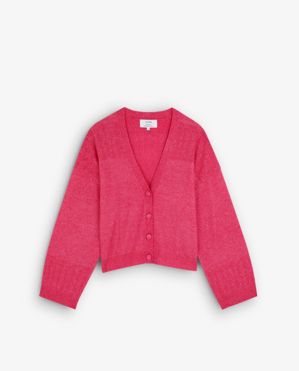 Cardigan Regular Fit com Gola em V Vermelho-4