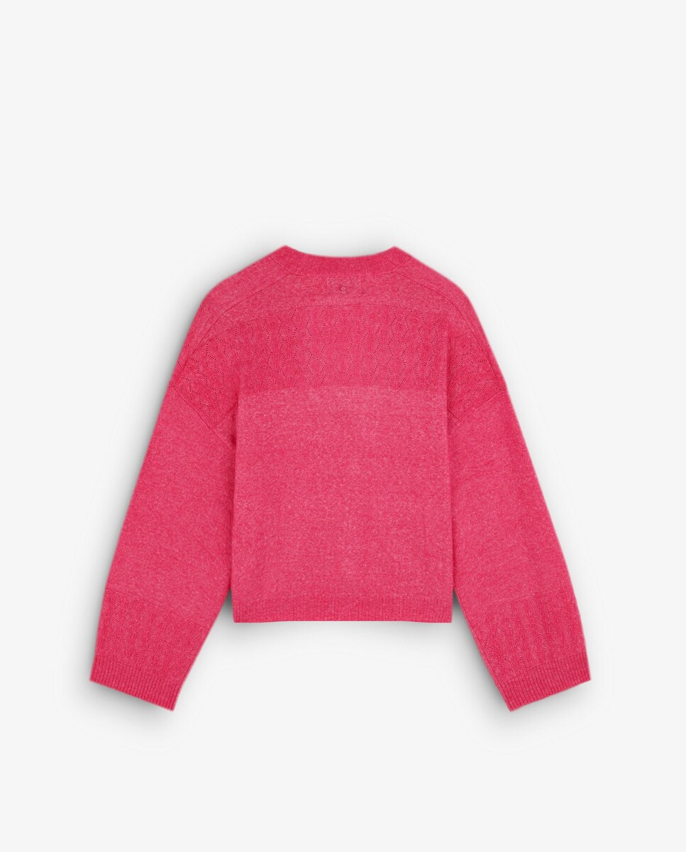 Cardigan Regular Fit com Gola em V Vermelho-5