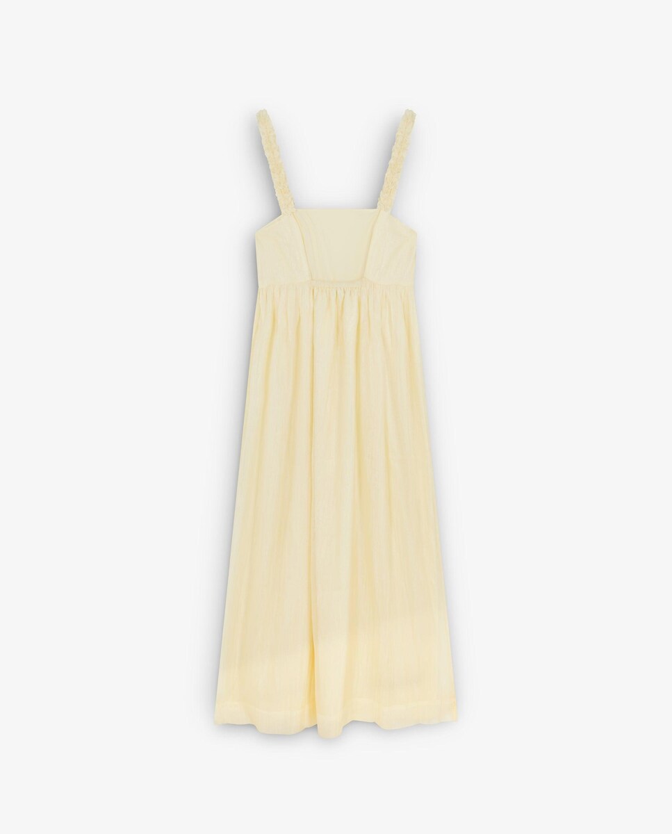Vestido Midi com Franzido Amarelo-2