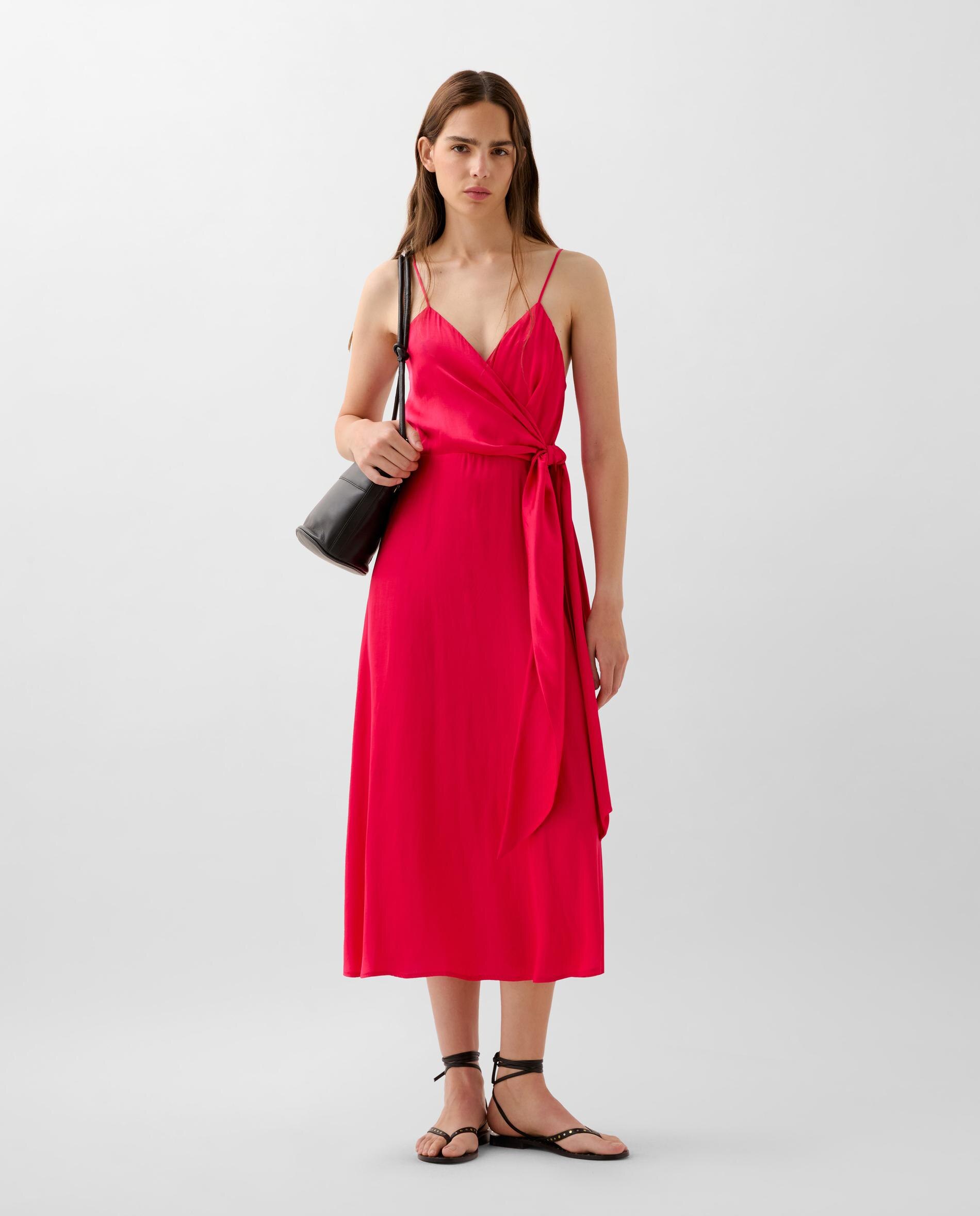 Vestido Midi com Fecho Zip Vermelho-1