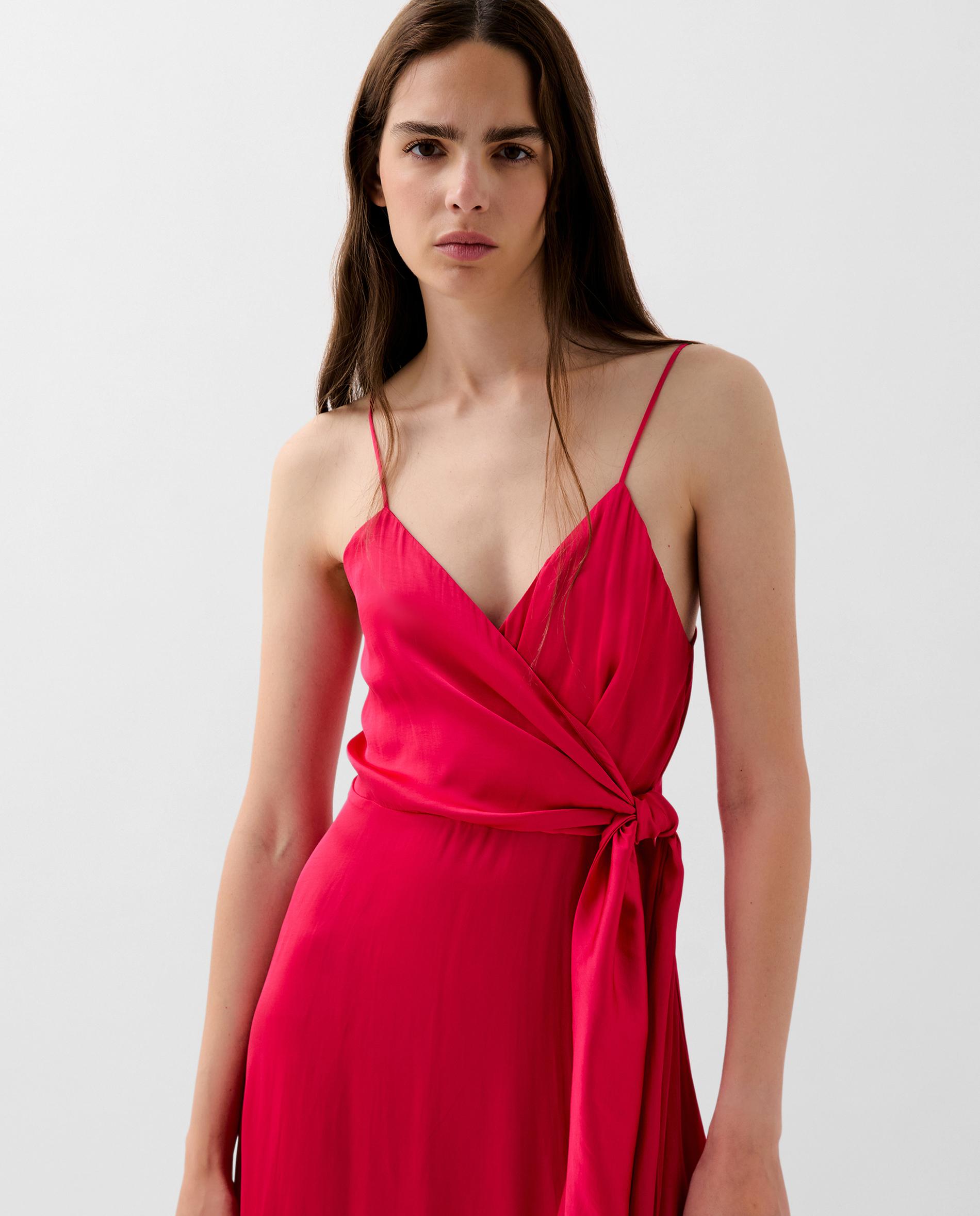 Vestido Midi com Fecho Zip Vermelho-3