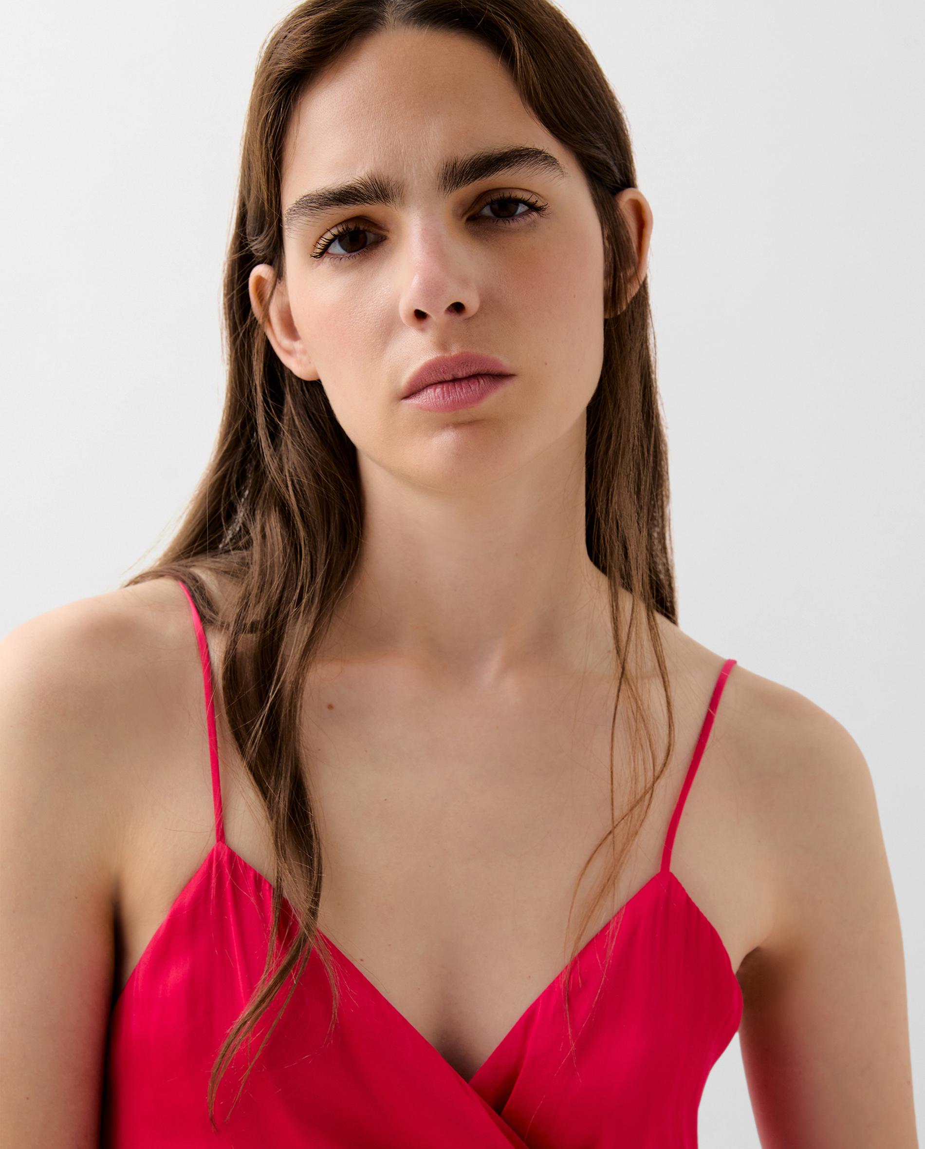 Vestido Midi com Fecho Zip Vermelho-4