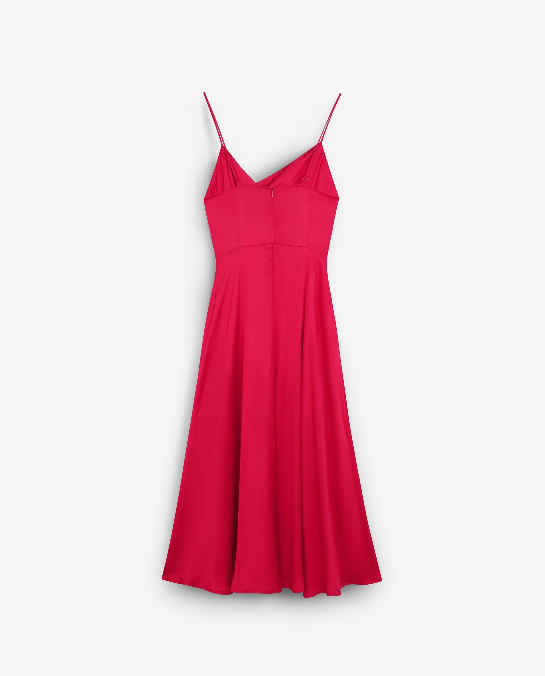 Vestido Midi com Fecho Zip Vermelho-6