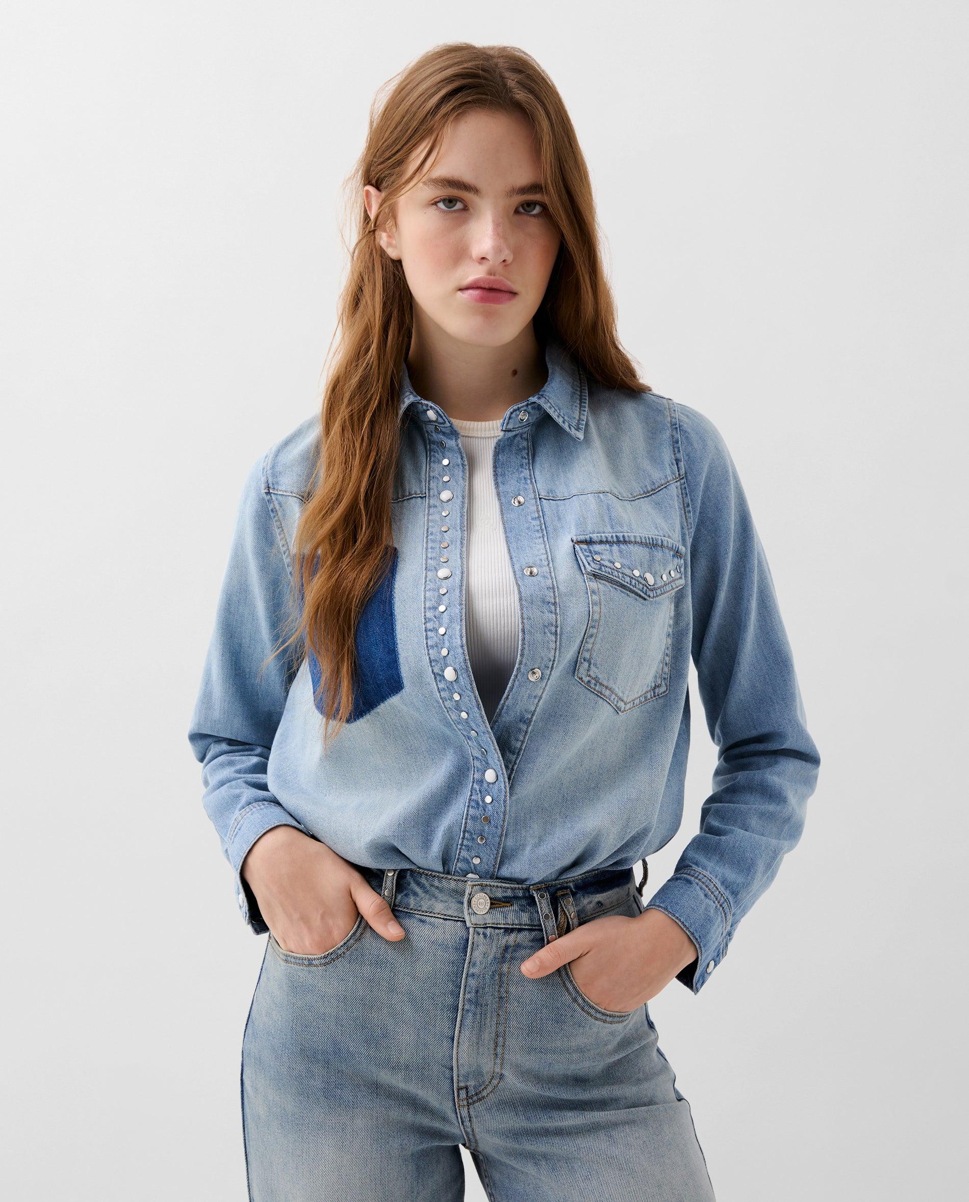 Blusa Jeans de Algodão Azul-1