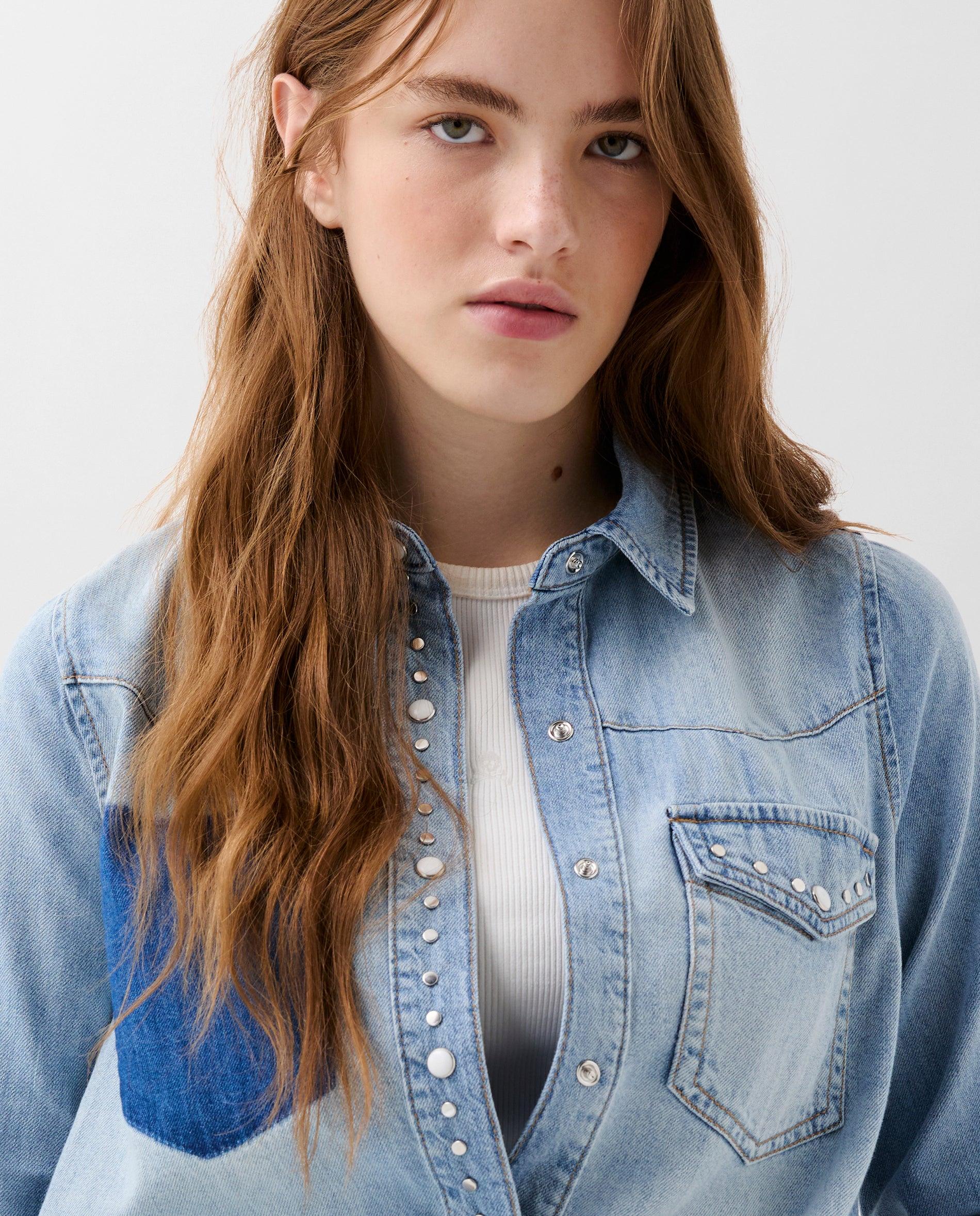 Blusa Jeans de Algodão Azul-3