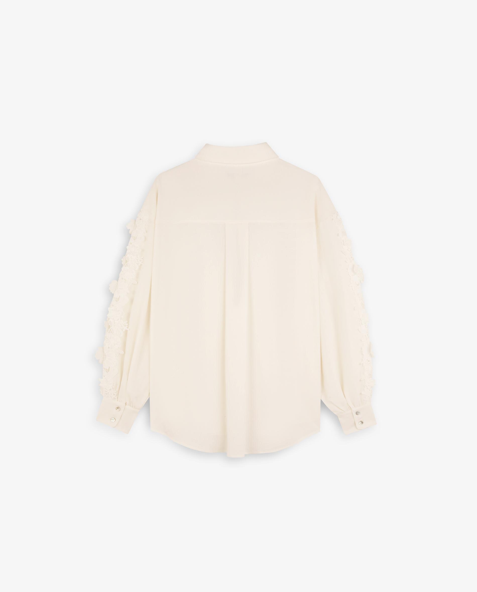 Blusa Regular Fit com Detalhe de Flores Branco-5