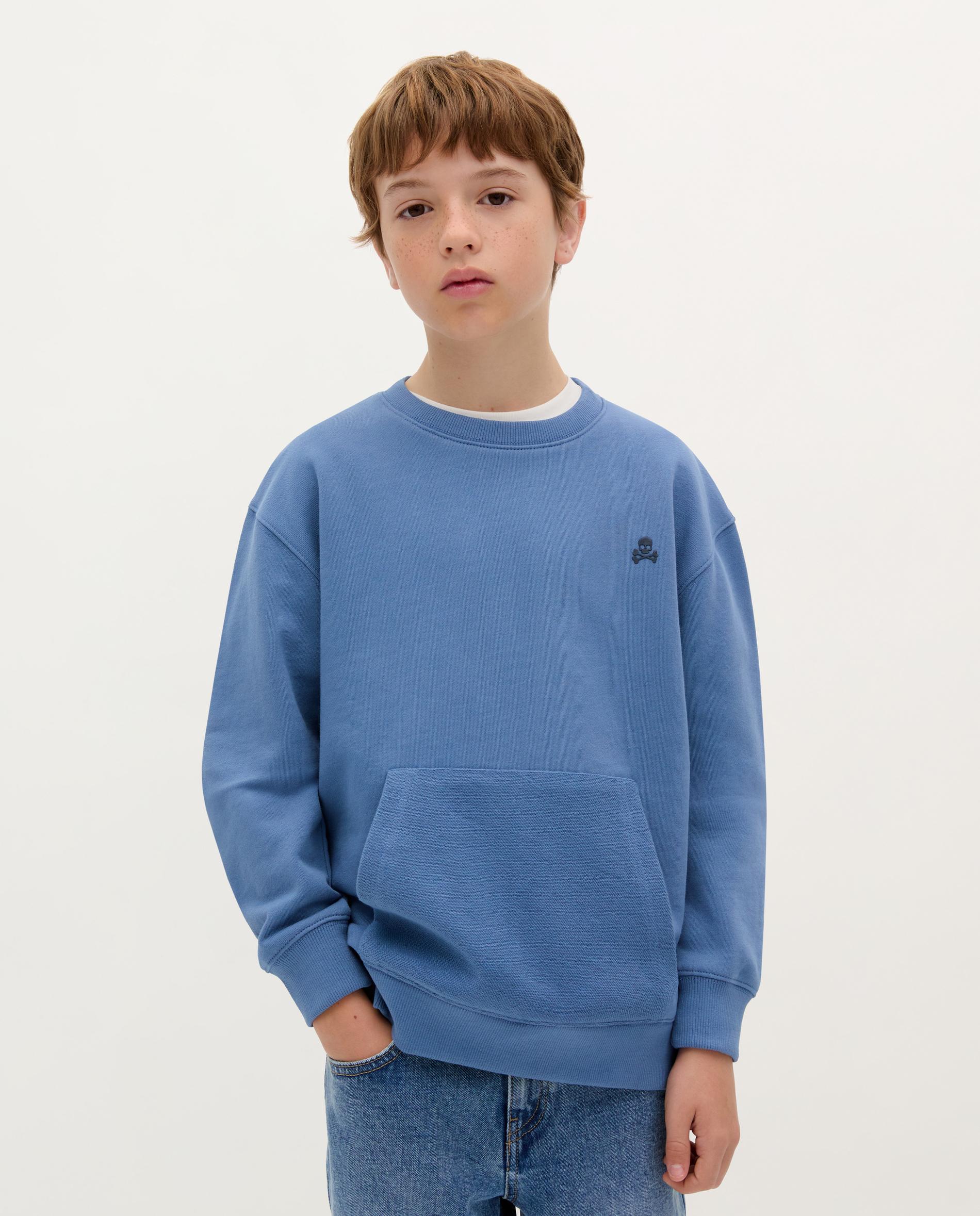 Sweatshirt Infantil de Algodão com Bolso Scalpers Azul-1