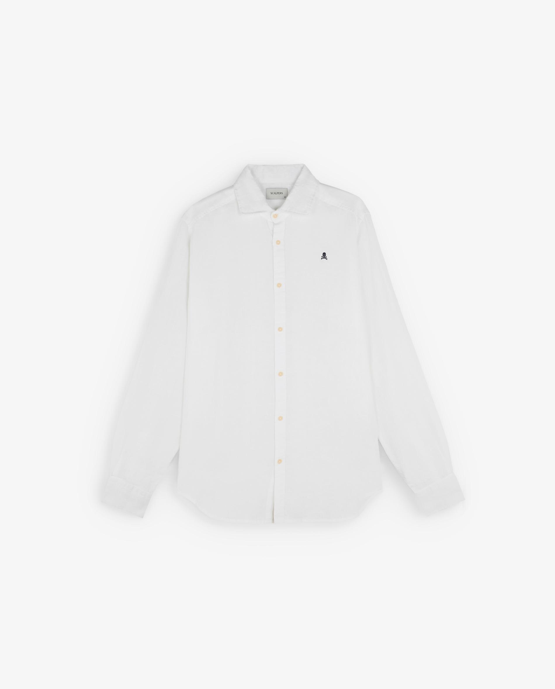 Camisa em Linho de Manga Comprida Branco-4