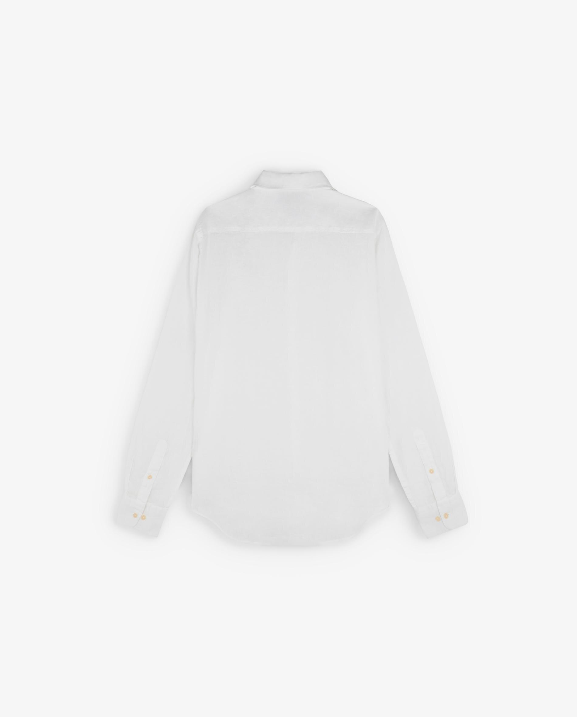 Camisa em Linho de Manga Comprida Branco-5