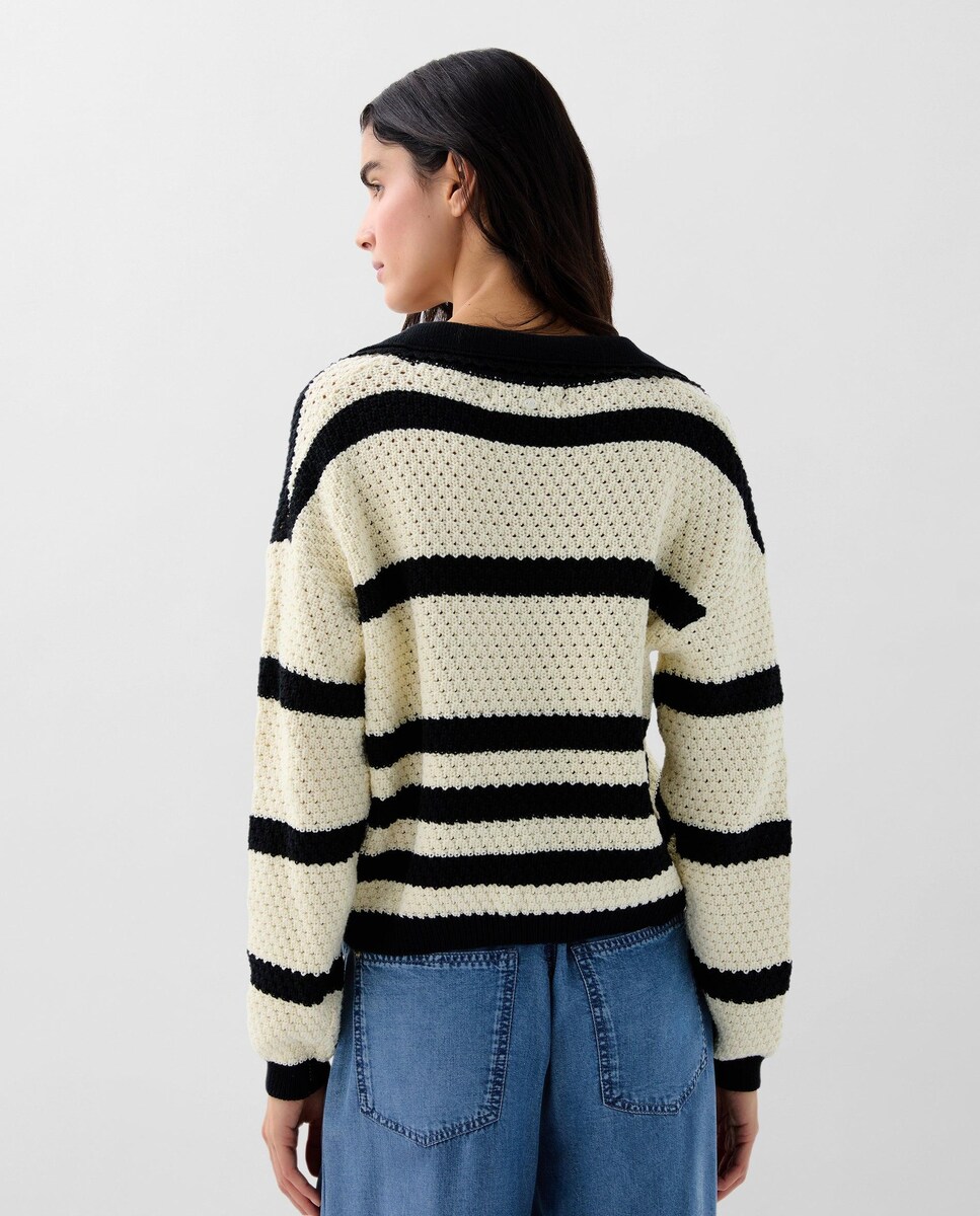 Camisola de Malha com Decote em V Preto-2