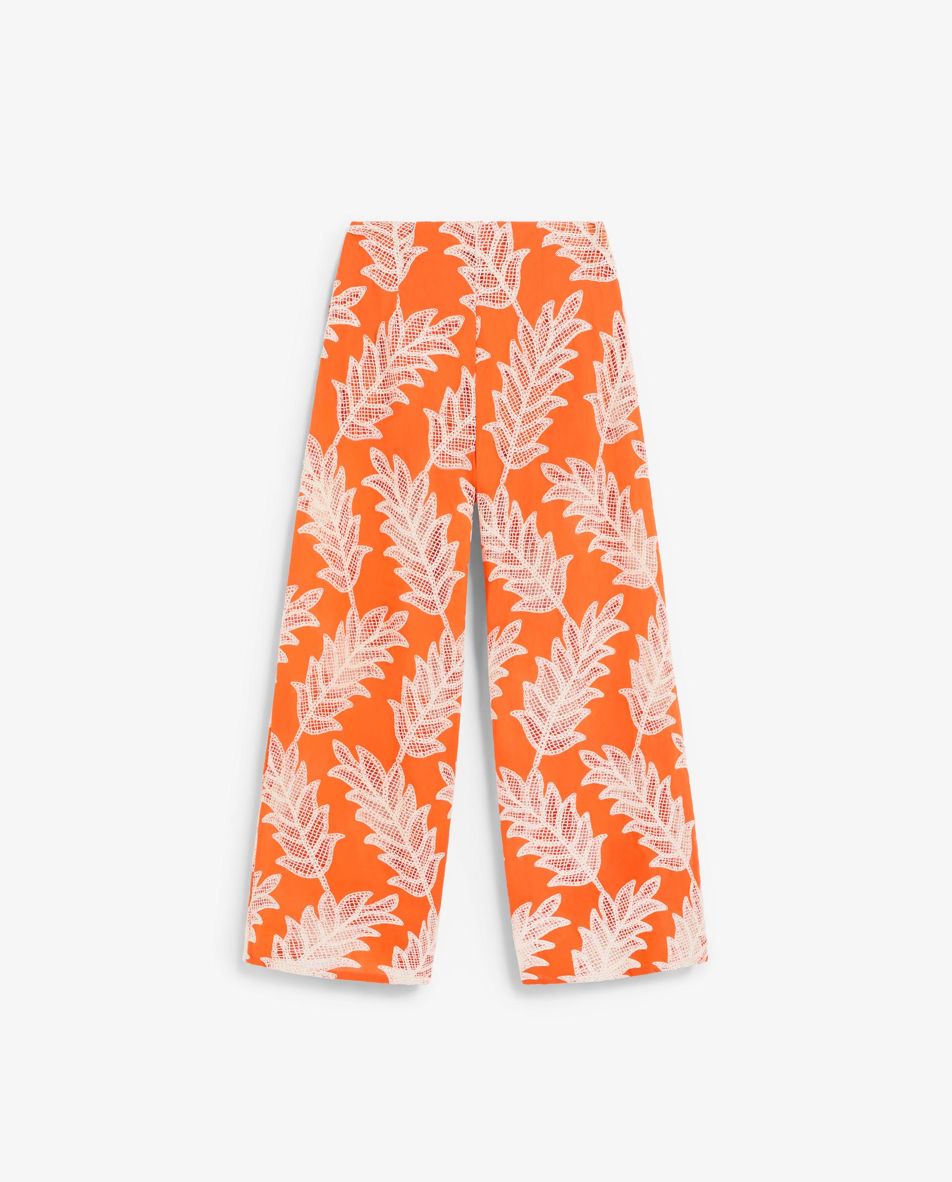 Calças com Corte a Direito Estampadas com Cintura Elástica Laranja-6