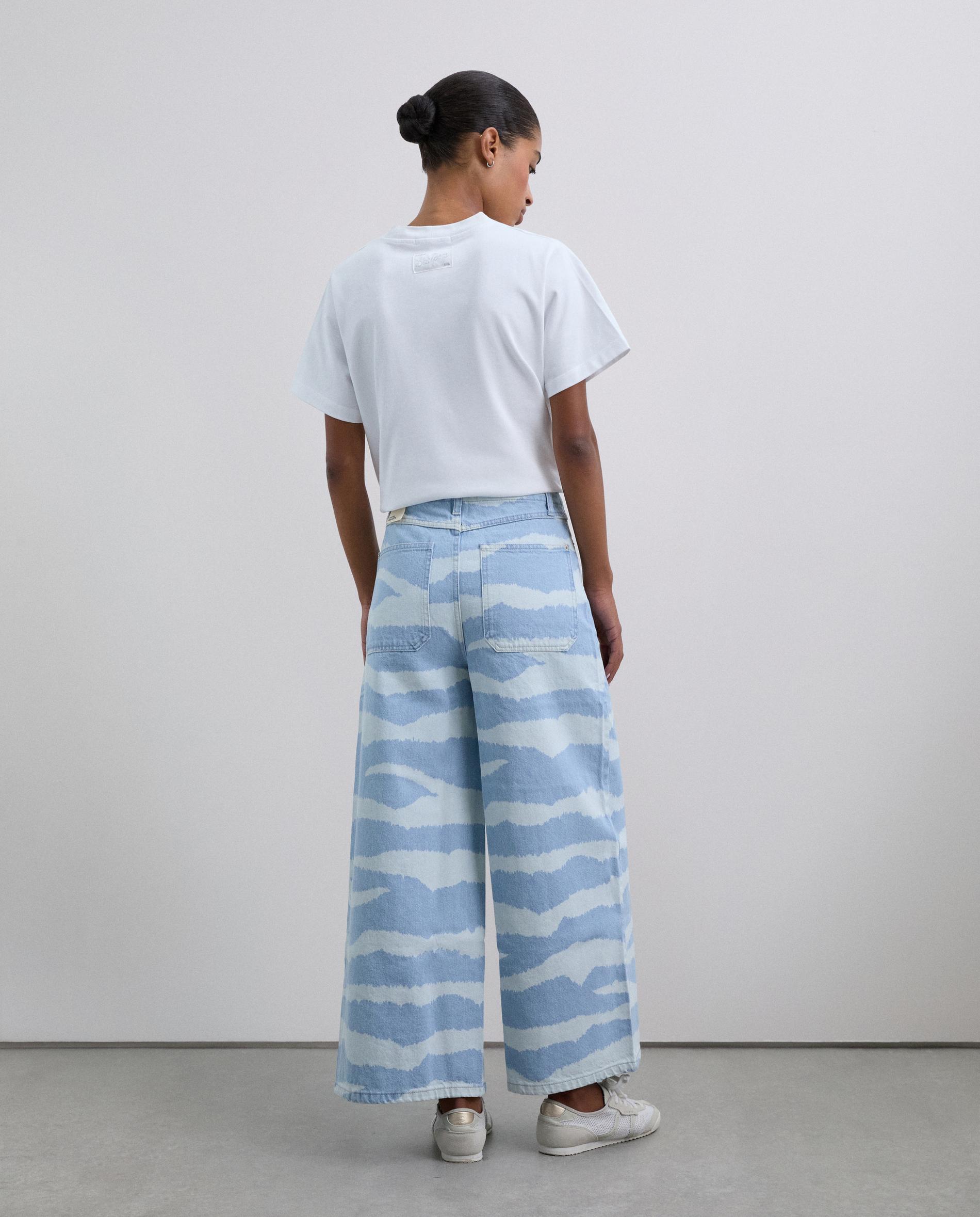 Jeans com Corte Culotte de Algodão Azul-3