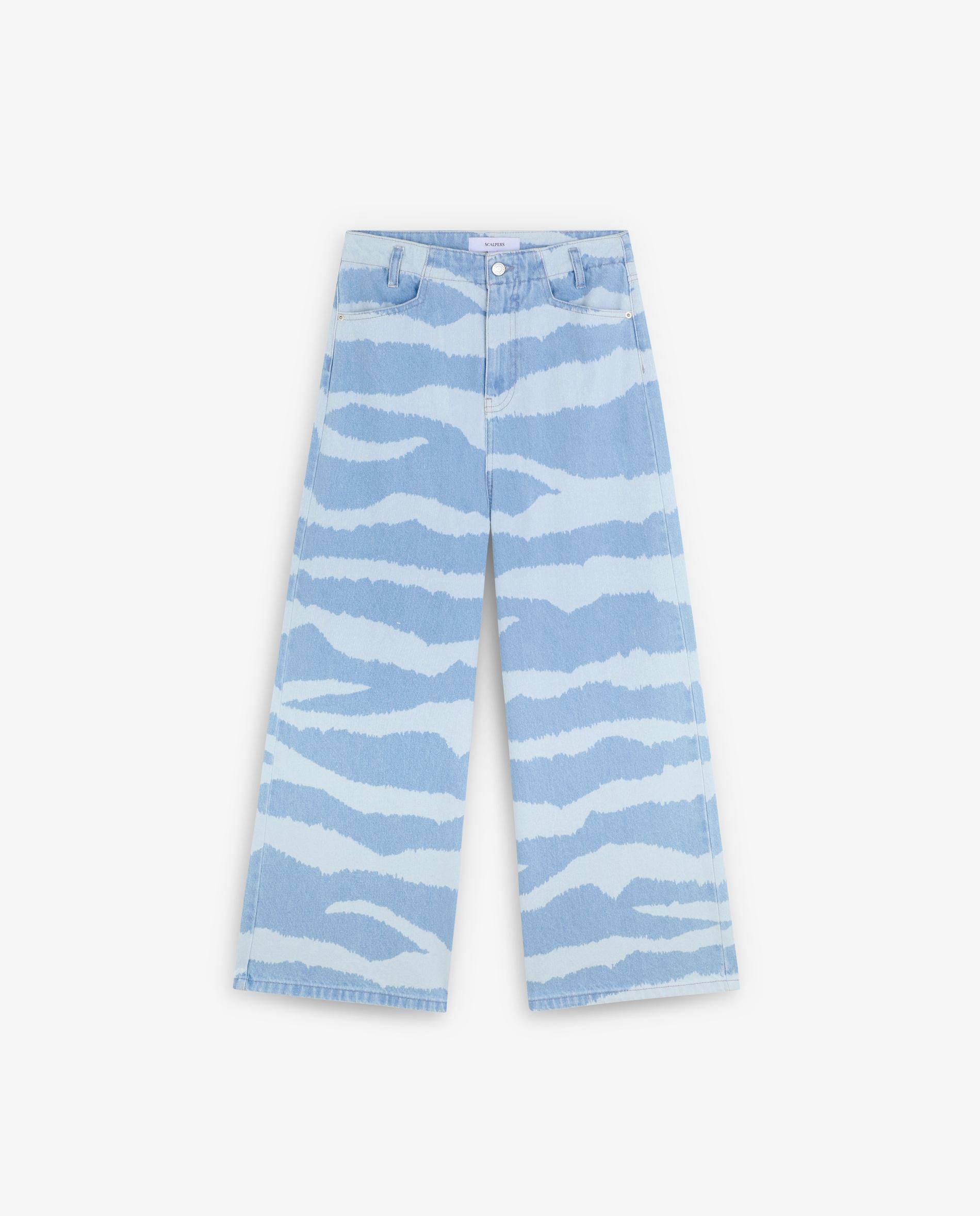 Jeans com Corte Culotte de Algodão Azul-5