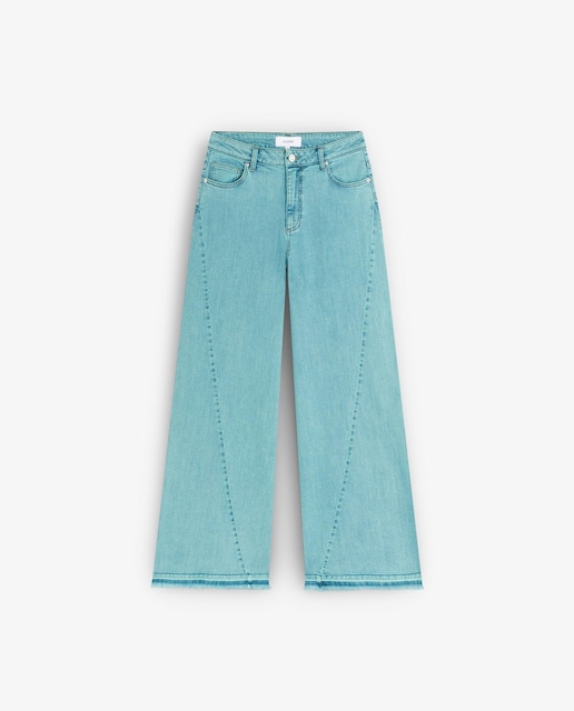 Imagem 0 de Jeans com Corte a Direito Culotte com Detalhe na Bainha