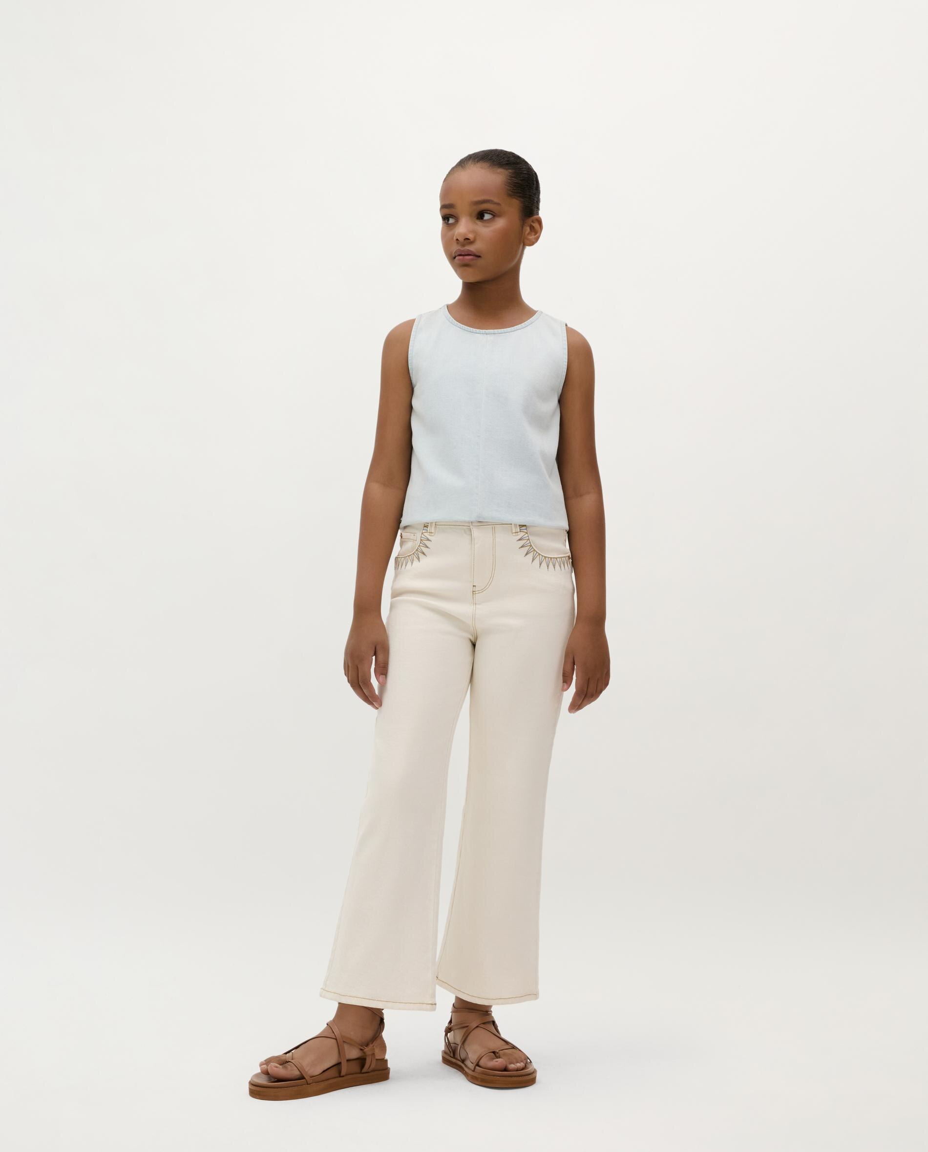 Calças Jeans Infantil Levemente Elásticas com Bordados Scalpers Branco-1