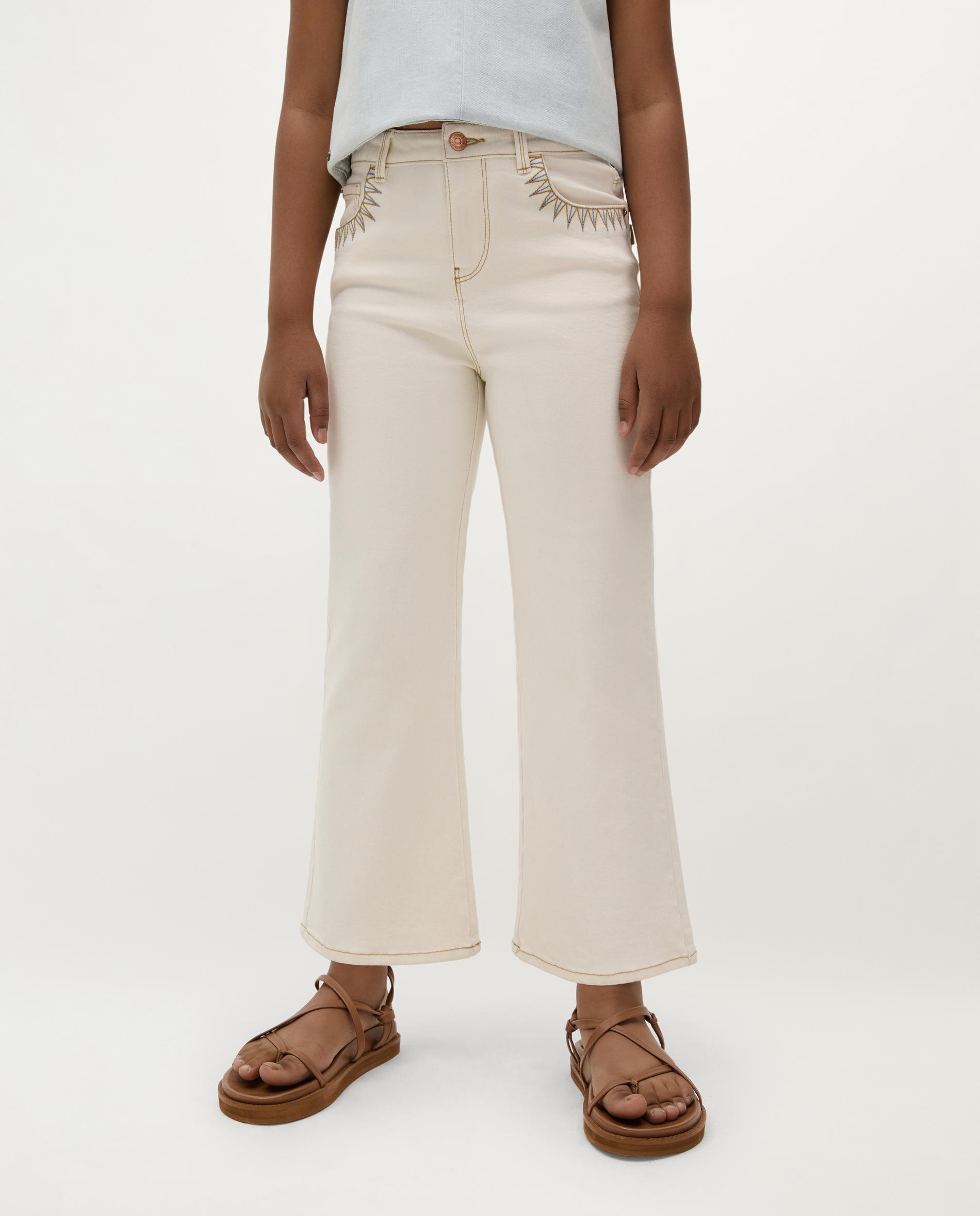 Calças Jeans Infantil Levemente Elásticas com Bordados Scalpers Branco-3